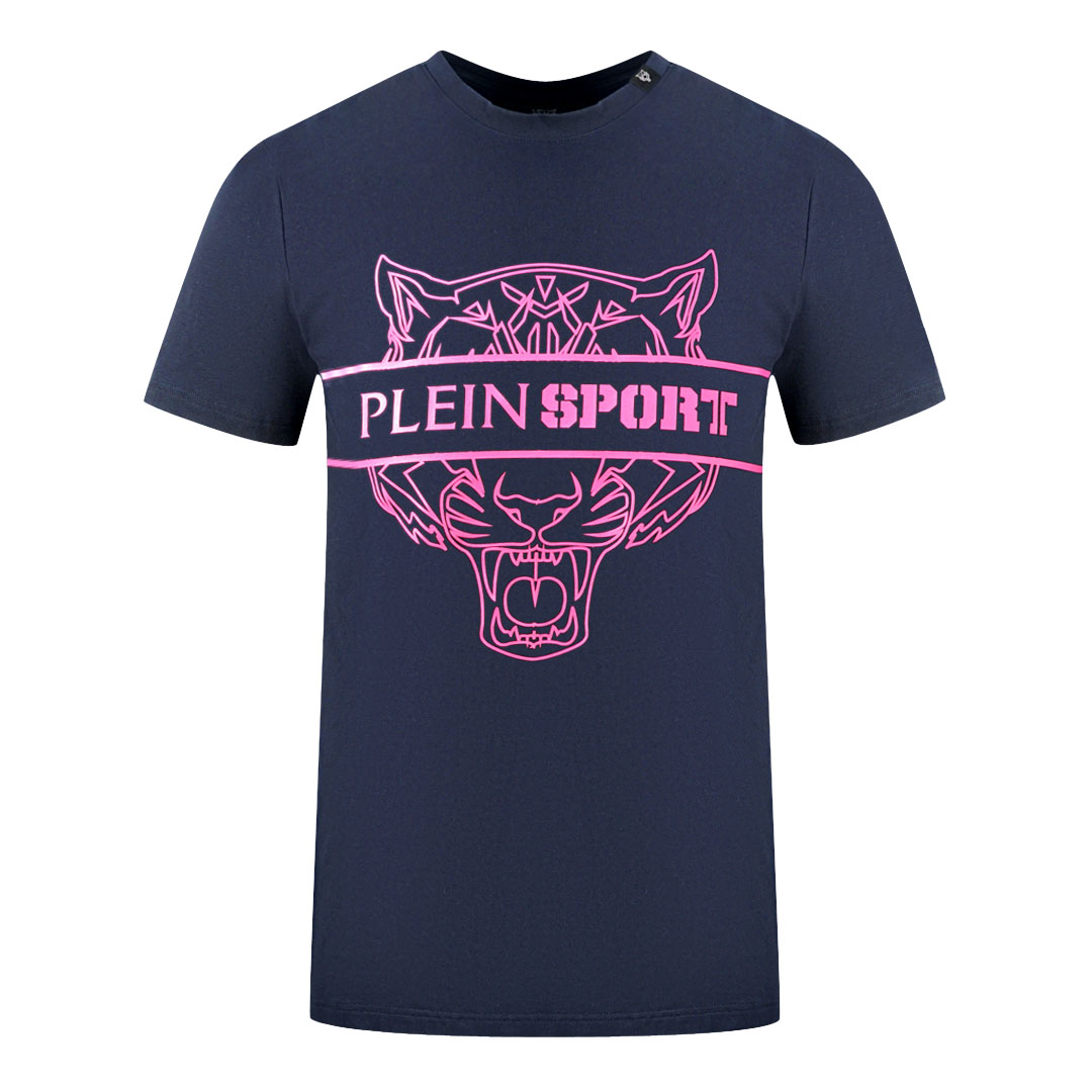 Thumbnail - Plein Sport Tigerhead Bold Logo Marineblau T-Shirt