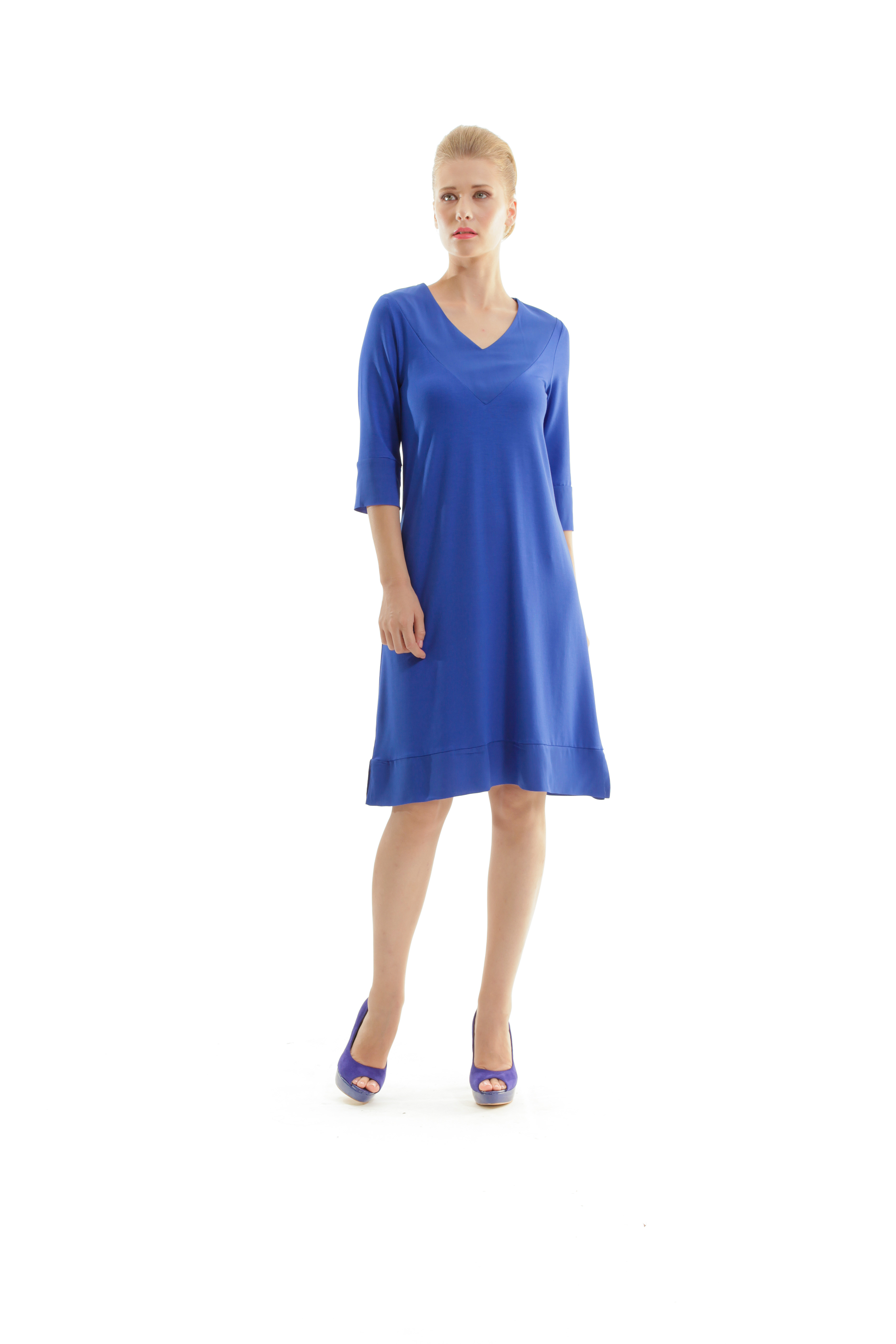 Thumbnail - A-Linie V-Ausschnitt Kleid