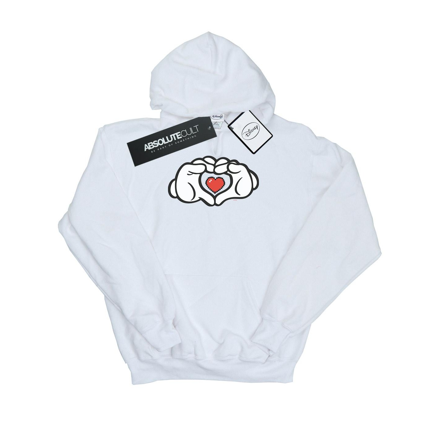Thumbnail - Disney - "Mickey Mouse Heart Hands" Kapuzenpullover für Herren (Weiß)
