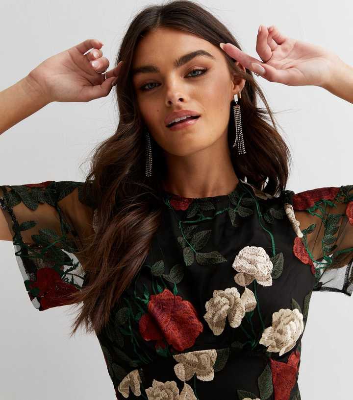 Gini London Angel Ärmar Broderad Occasion Midiklänning dam – bild 2