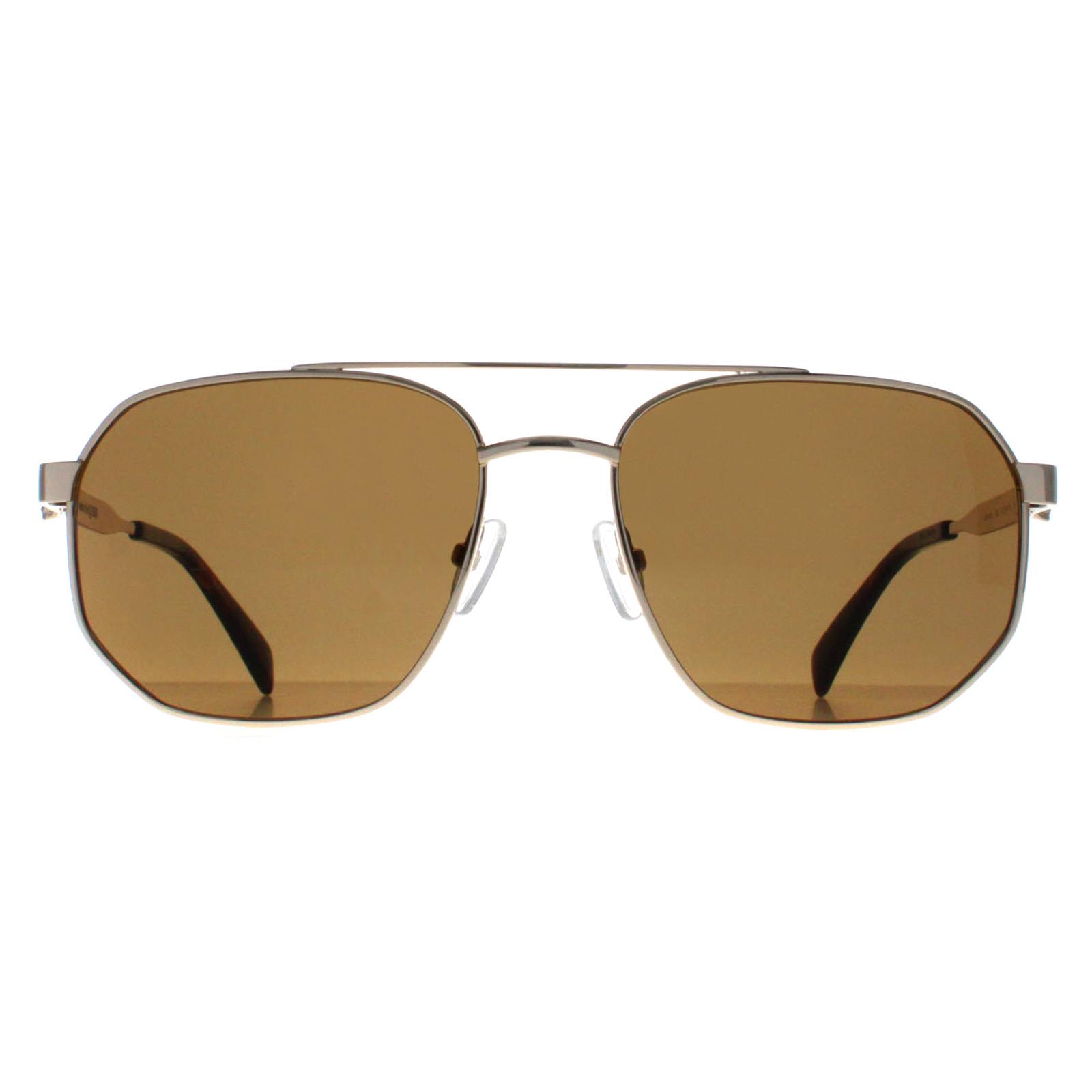 Alexander Mcqueen Aviator Unisex Gold Brown AM0458S Metal - One Size
