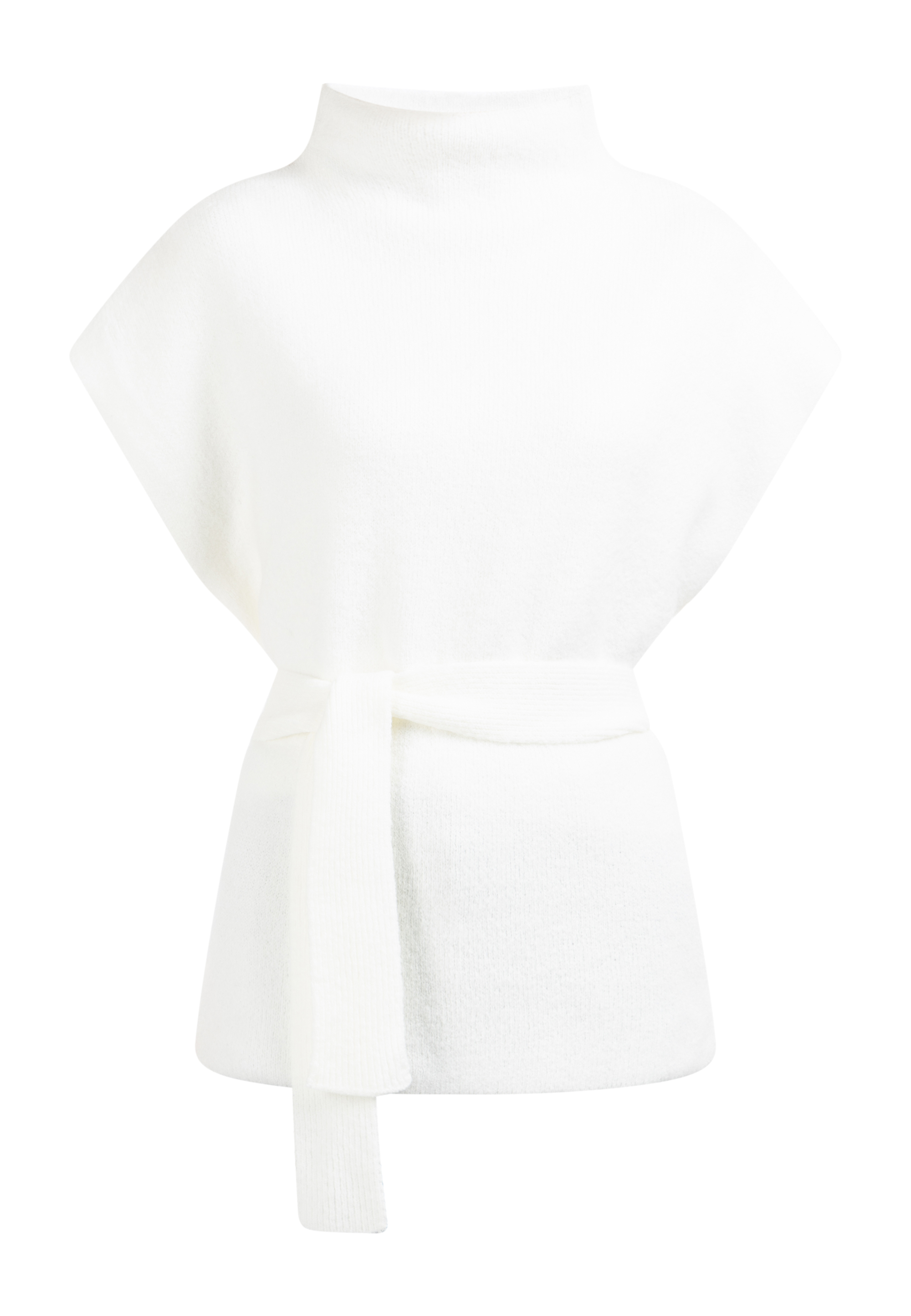 Thumbnail - Dreimaster Strickponcho Damen Wollweiß