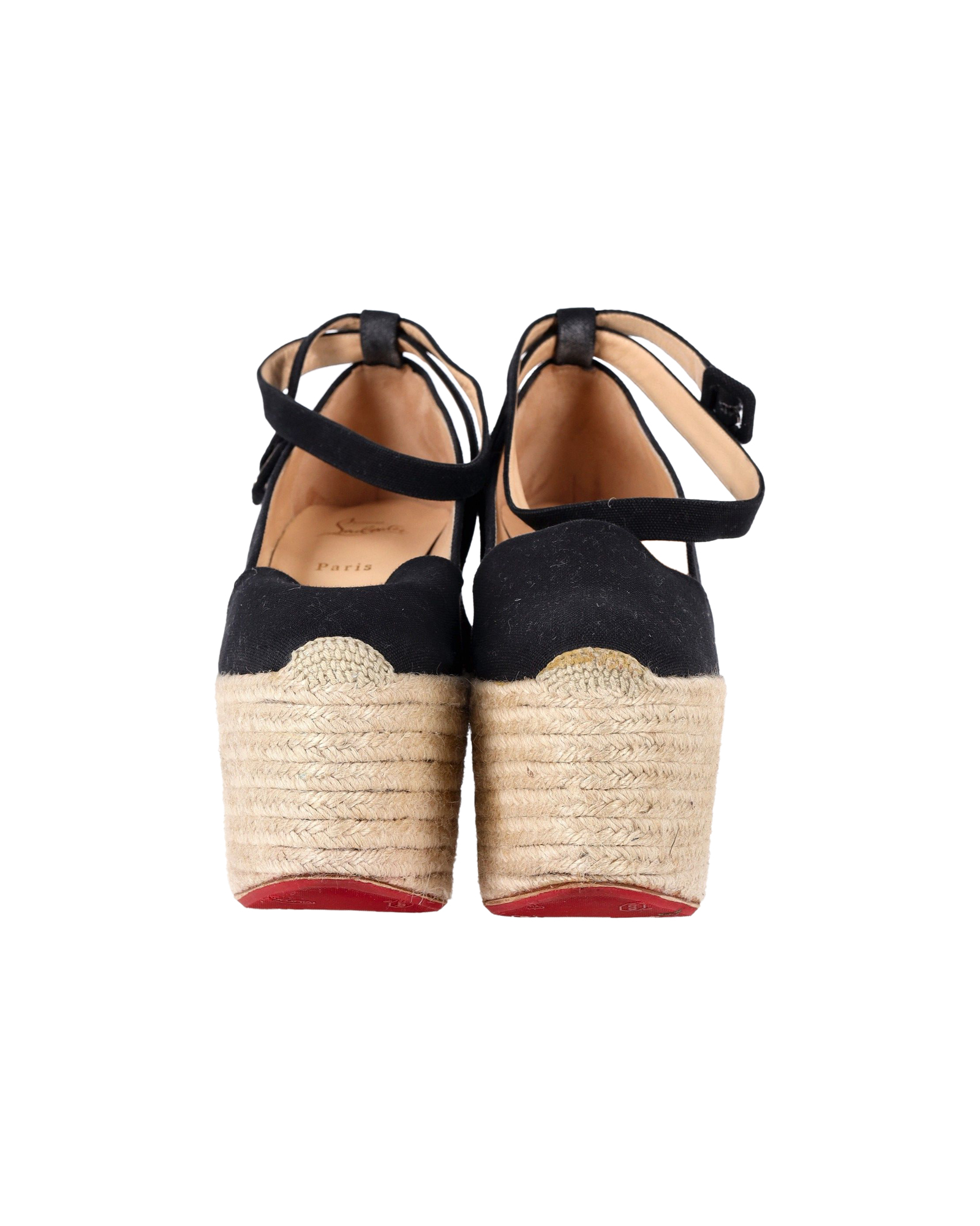 Christian Louboutin Pre-owned Christian Louboutin Dehia Espadrille Plattform Wedge i Svart Kanvas sandaler med klack dam – bild 2