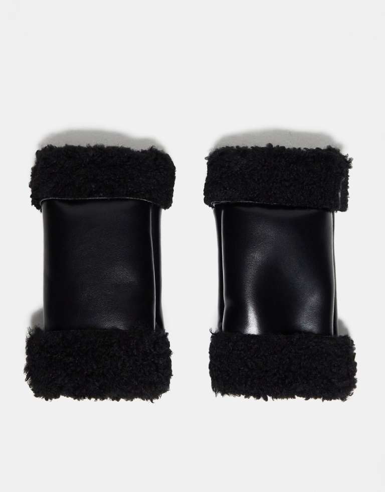 Topshop Womens Mia fingerless mittens in black - One Size