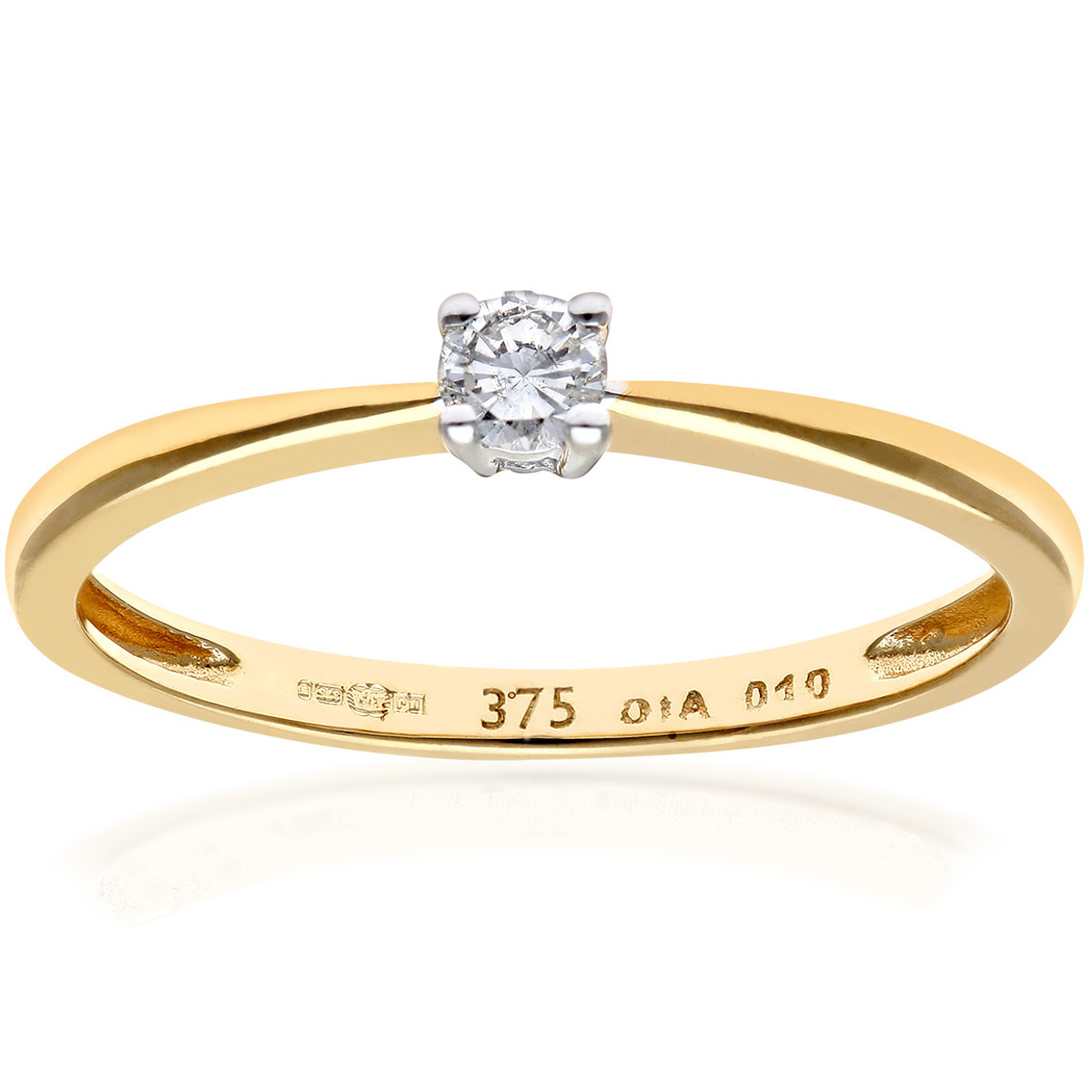 Diamant L'Eternel Womens Engagement Ring, 9ct Yellow Gold IJ/I Round Brilliant Diamond 0.10ct Weight - Size N