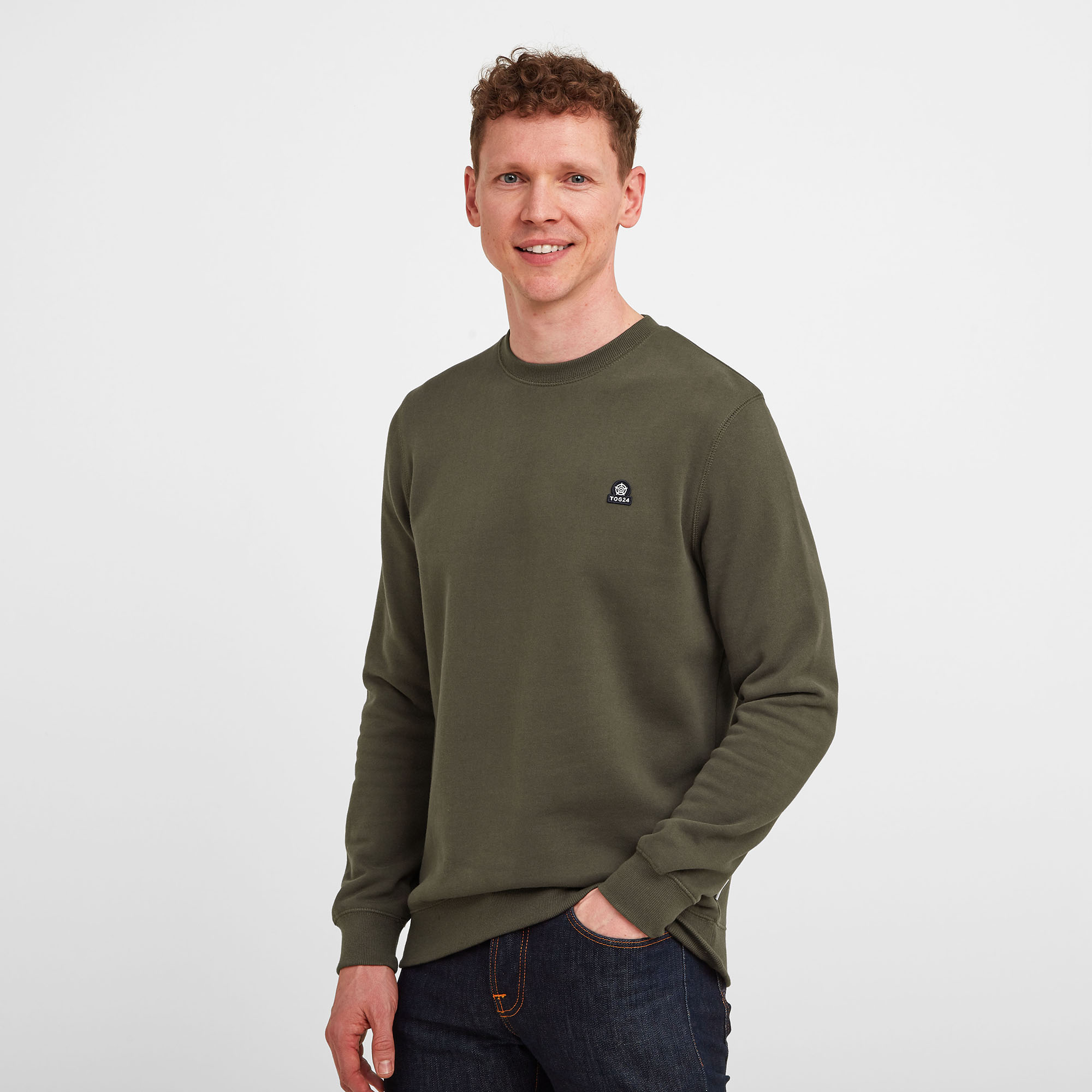 TOG24 Mellor Mens Sweat Dark Khaki Cotton - Size Medium
