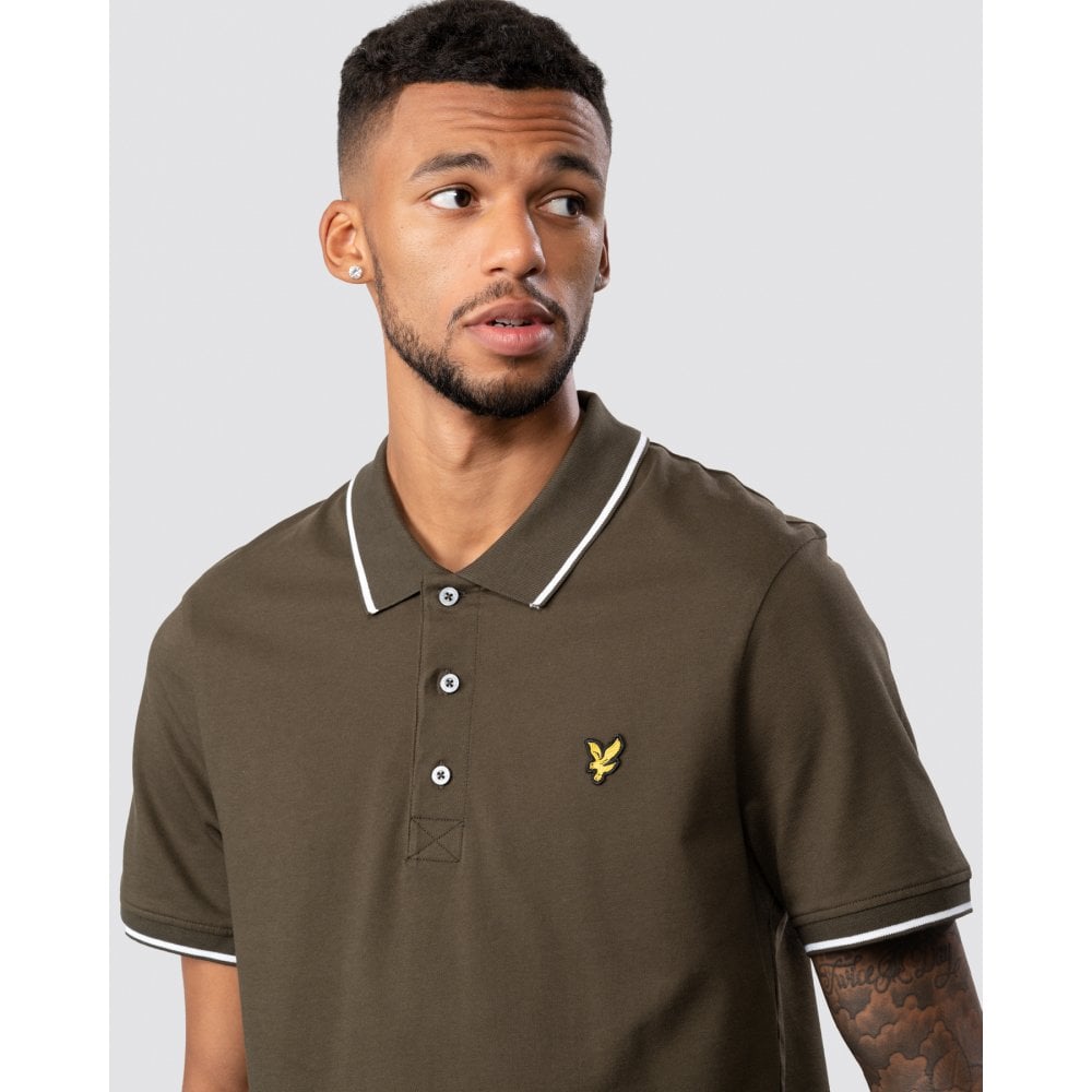 Lyle & Scott Lyle and Scott Tipped Olive Polo Shirt pikéer herr – bild 2