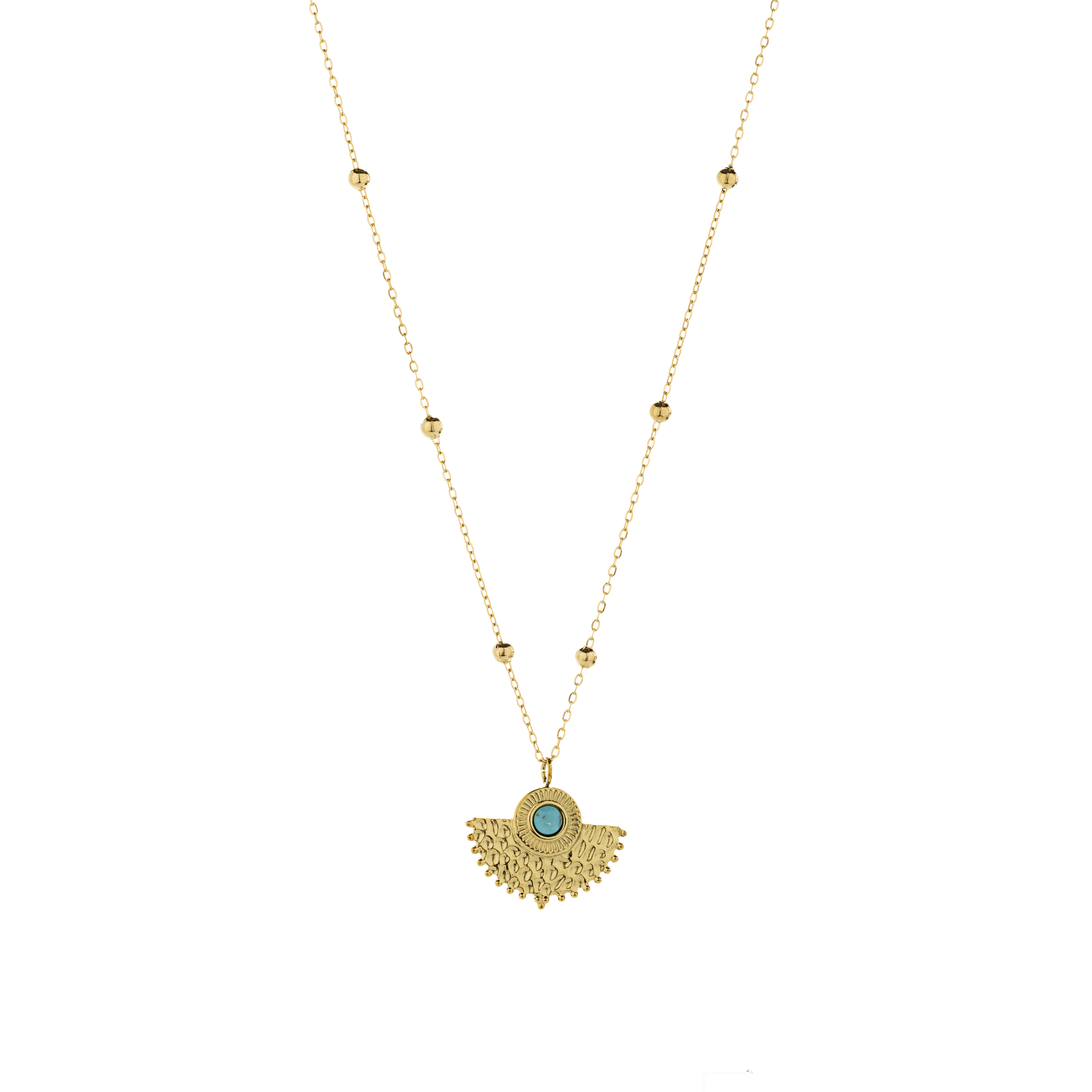 Thumbnail - Luxenter Türkis Halskette aus 18K Gelbgold - Kumora