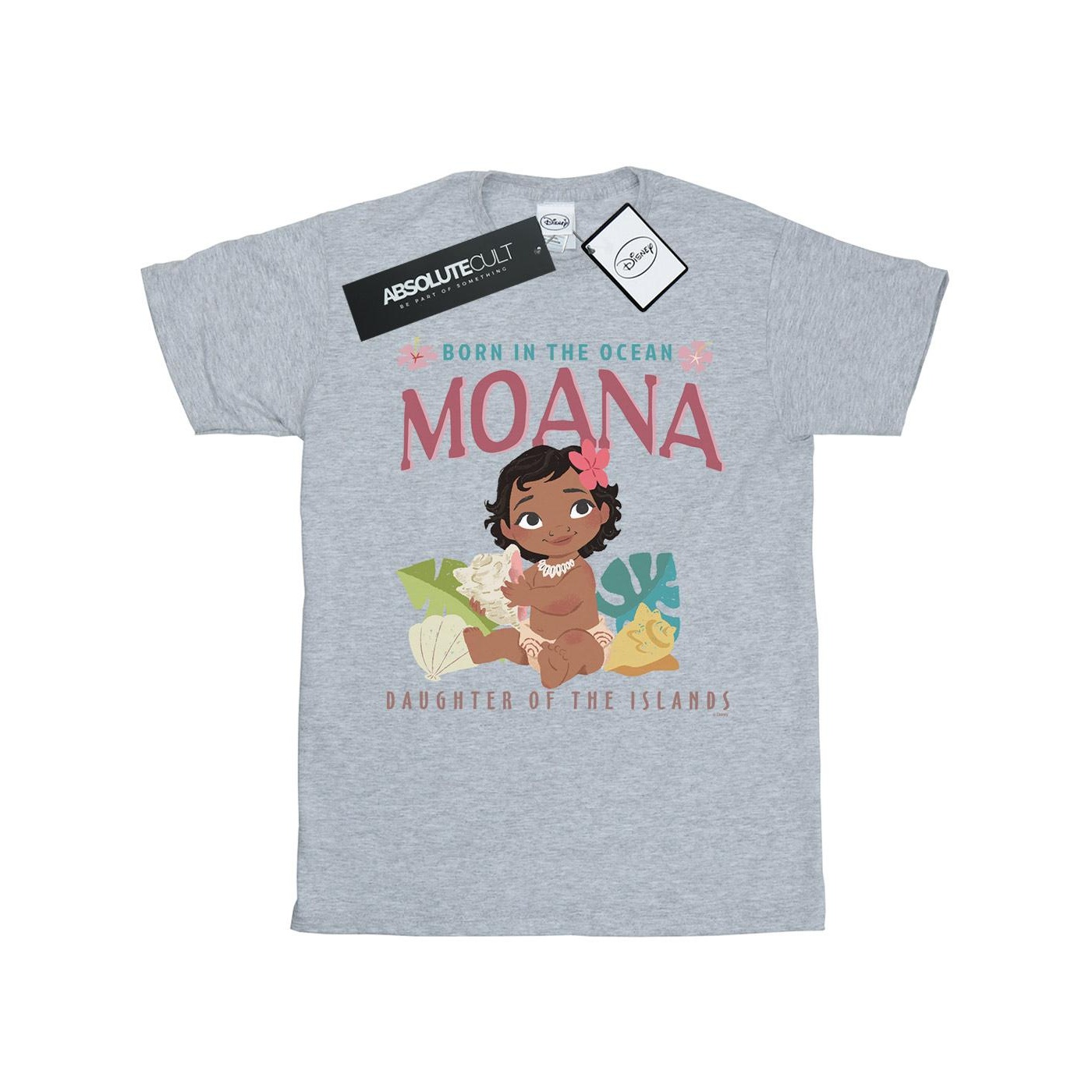 Thumbnail - Disney - "Moana Born In The Ocean" T-Shirt für Mädchen (Grau)