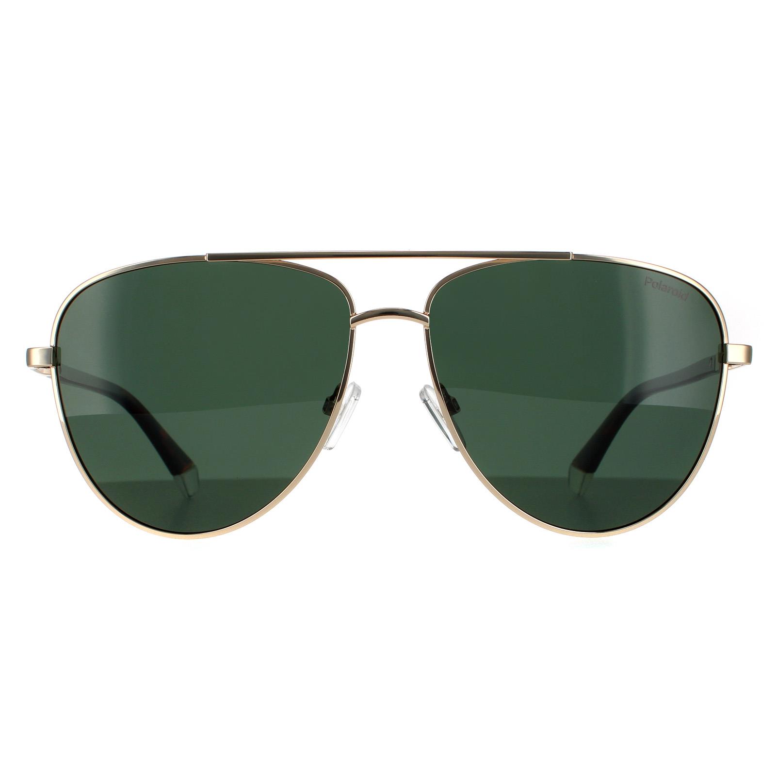 Polaroid Aviator Unisex Gold Green Polarized Sunglasses Metal - One Size