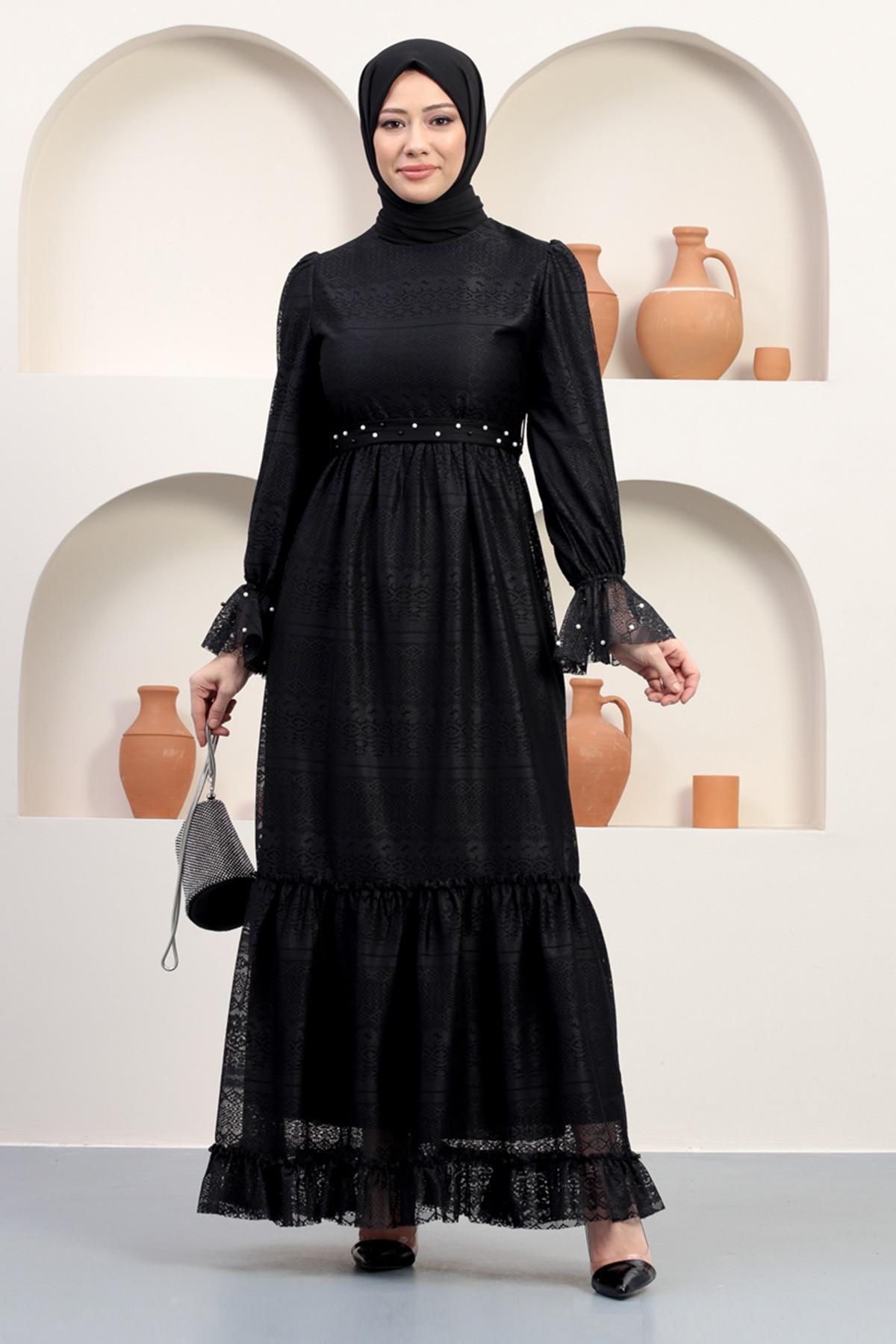 Thumbnail - ElbiseInci Detailliertes Spitzenabendkleid