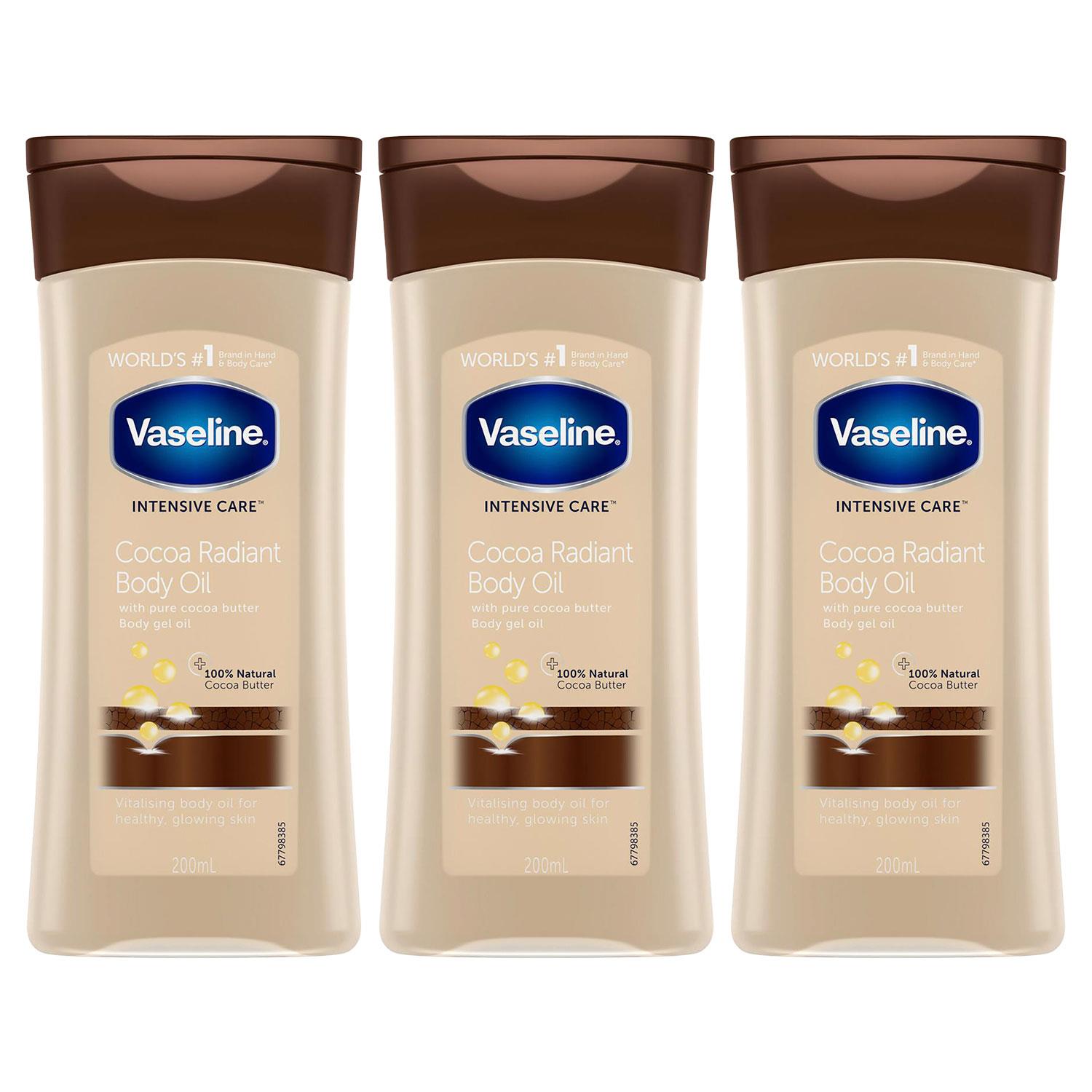 Vaseline Body Gel Oil Cocoa Radiant Butter 200ml, 3Pk - One Size