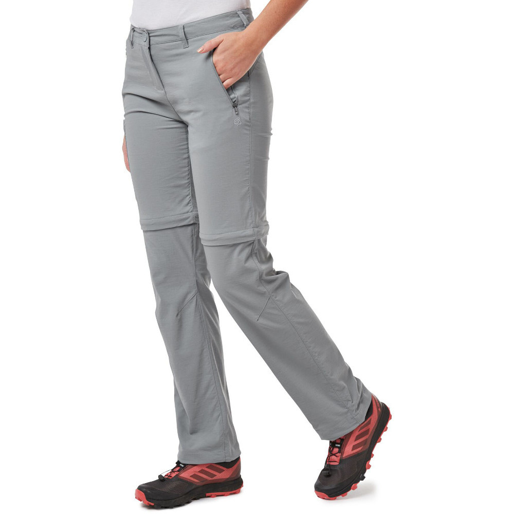 Craghoppers Womens Nosi Life Pro Convertible Zip Off Pants - Grey Polyamide - Size 20 UK