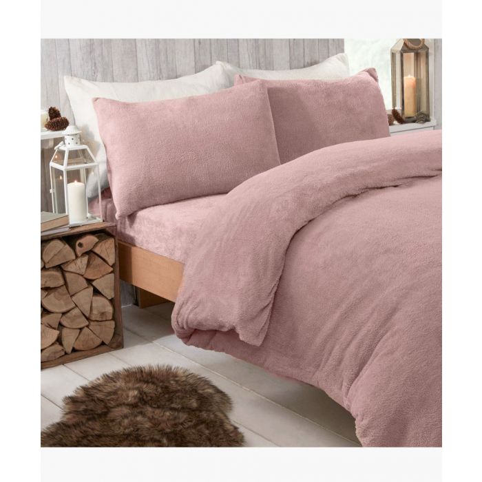 Blush Teddy Fleece Single Duvet Set