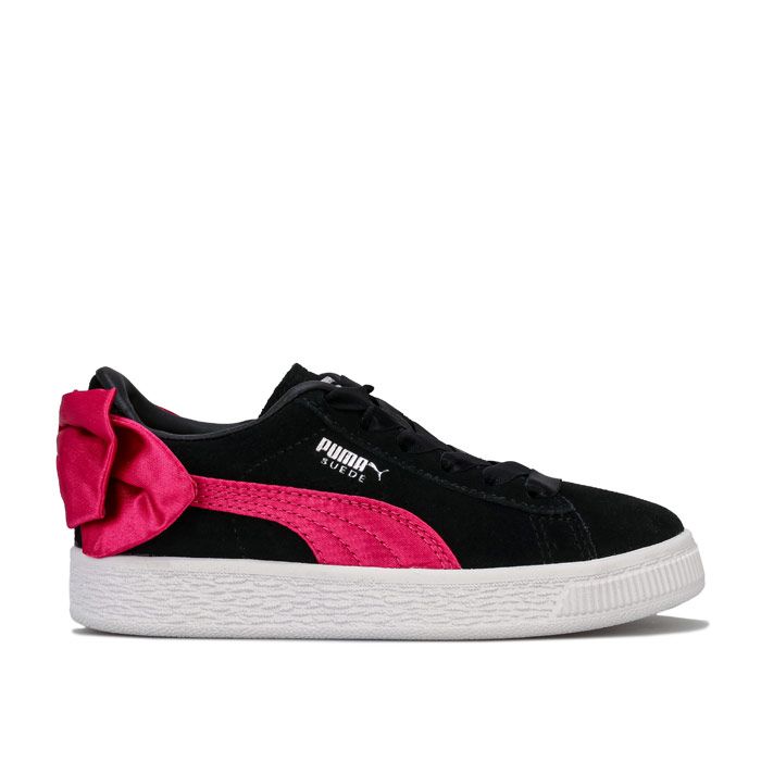Suede Bow Trainers in black pink