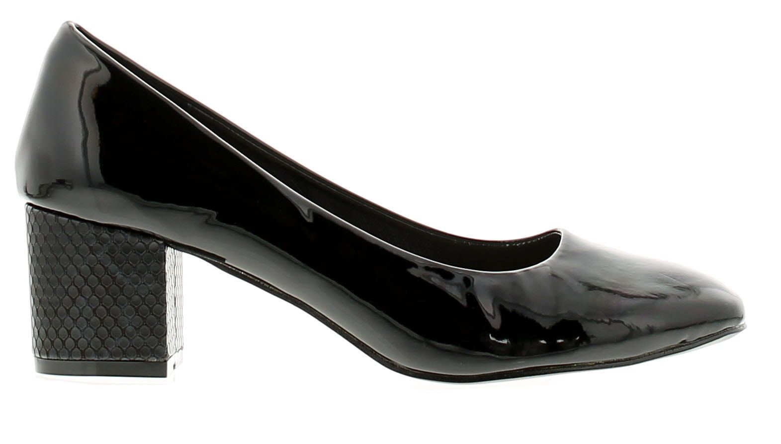 Comfort Plus cp mira womens ladies heels court shoes black patent