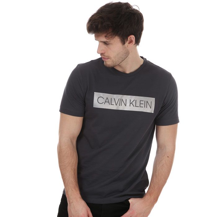 Mens Calvin Klein Short Sleeve T- Shirt in grey. <BR><BR>- Crew neck.<BR>- Short sleeves.<BR>- Calvin Klein  monogram logo print on the chest.<BR>- Regular fit.<BR>- 65% Cotton  35% Polyester.  Machine wash at 30 degrees.<BR>- Ref: 00GMF0K291058