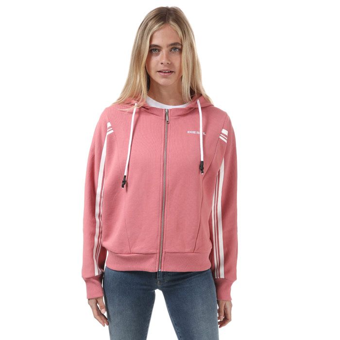 Womens Diesel Uflt- Vertix Zip Hoody in rose.<BR><BR>- Lined drawcord hood.<BR>- Ribbed cuffs and hem.<BR>- Long sleeves.<BR>- Zip fastening.<BR>- Branding on the chest.<BR>- 100% Cotton. Machine wash at 30 degrees.<BR>- Ref: 00S2J70SAWL33J