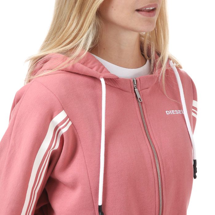 Womens Diesel Uflt- Vertix Zip Hoody in rose.<BR><BR>- Lined drawcord hood.<BR>- Ribbed cuffs and hem.<BR>- Long sleeves.<BR>- Zip fastening.<BR>- Branding on the chest.<BR>- 100% Cotton. Machine wash at 30 degrees.<BR>- Ref: 00S2J70SAWL33J