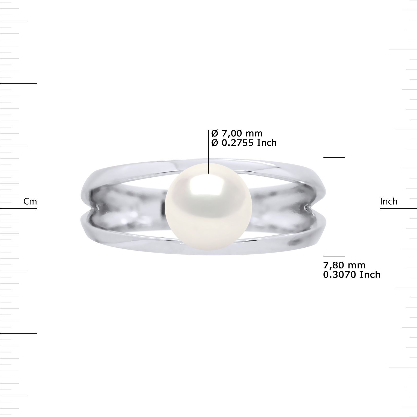 Ring White Gold 375 true Perle de Culture d'Eau Douce 7-8 mm - 0,31 in - Natural White Color Size avalaible from 48 to 62 , J to U - Our jewellery is made in France and will be delivered in a gift box accompanied by a Certificate of Authenticity and International Warranty