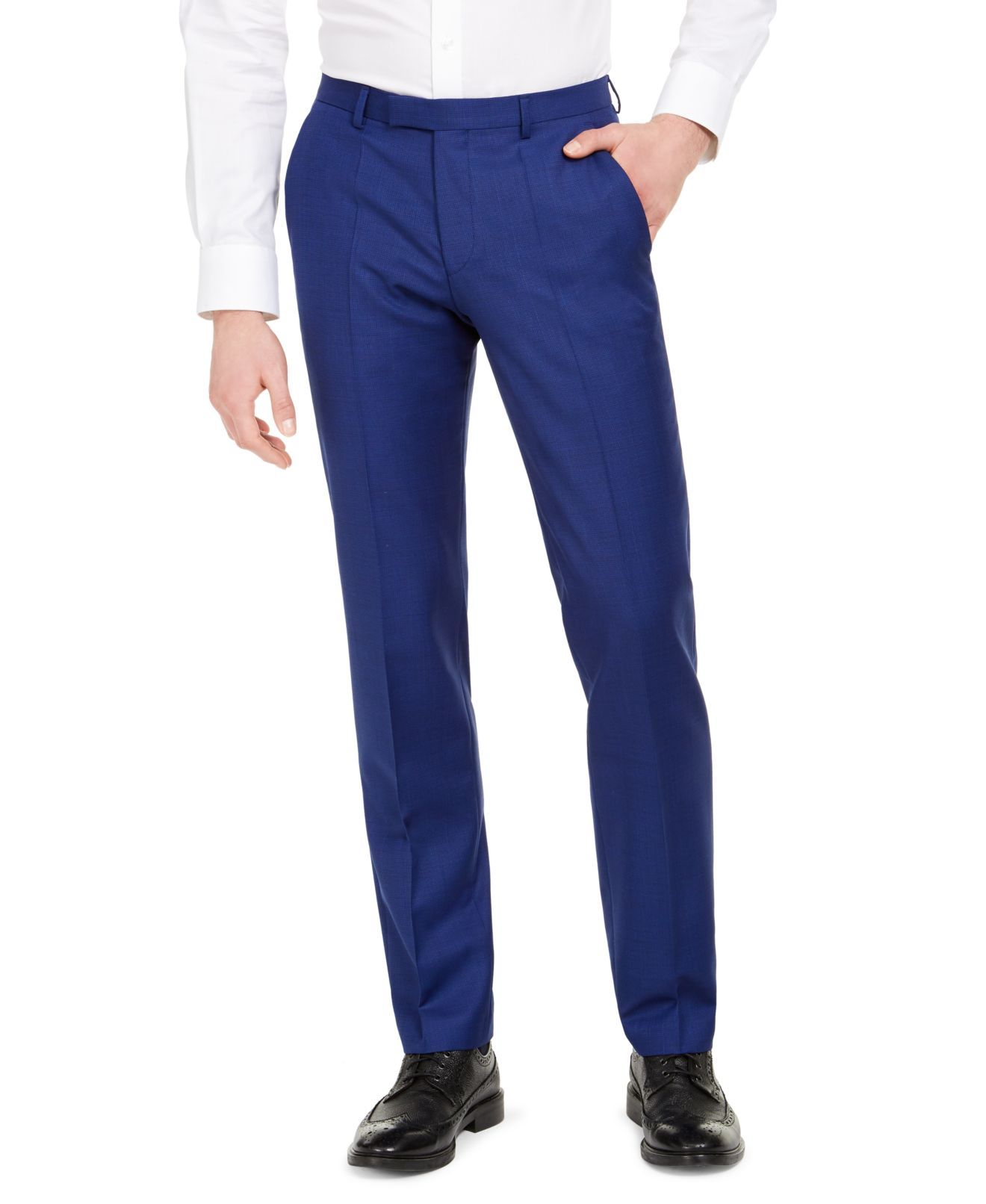 Color: Blues Size Type: Regular Bottoms Size (Men's): 34 Inseam: 32 Type: Pants Style: Dress Pants Occasion: Formal Material: Wool Blends