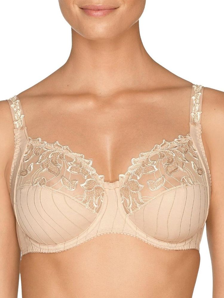 Prima Donna Deauville - a bra that is perfect for every day wear.  This 3 section full cup high cut gore bra gives the breast full coverage. The 3 section cup, high side support and underwiring give a lift and forward project your bust, whilst also giving support. With the top section of the bra being semi sheer, with subtle but equally beautiful embroidery that carries on up the adjustable straps, it adds a touch of class to any lingerie drawer. The perfect bra for difficult breasts.
