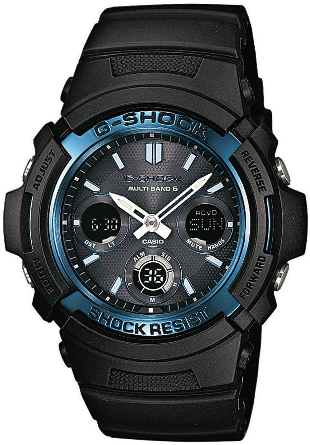 This Casio G-shock Analogue-Digital Watch for Men is the perfect timepiece to wear or to gift. It's Black 46 mm Round case combined with the comfortable Black Plastic watch band will ensure you enjoy this stunning timepiece without any compromise. Operated by a high quality Quartz movement and water resistant to 20 bars, your watch will keep ticking. This sporty and trendy watch is a perfect gift for New Year, birthday,valentine's day and so on - The watch has a calendar function: Day-Date, Worldtime, Stop Watch, Countdown, Alarm, Light High quality 21 cm length and 21 mm width Black Plastic strap with a Fold over with Buckle Case diameter: 46 mm, case thickness: 15 mm, case colour: Black and dial colour: Blue
