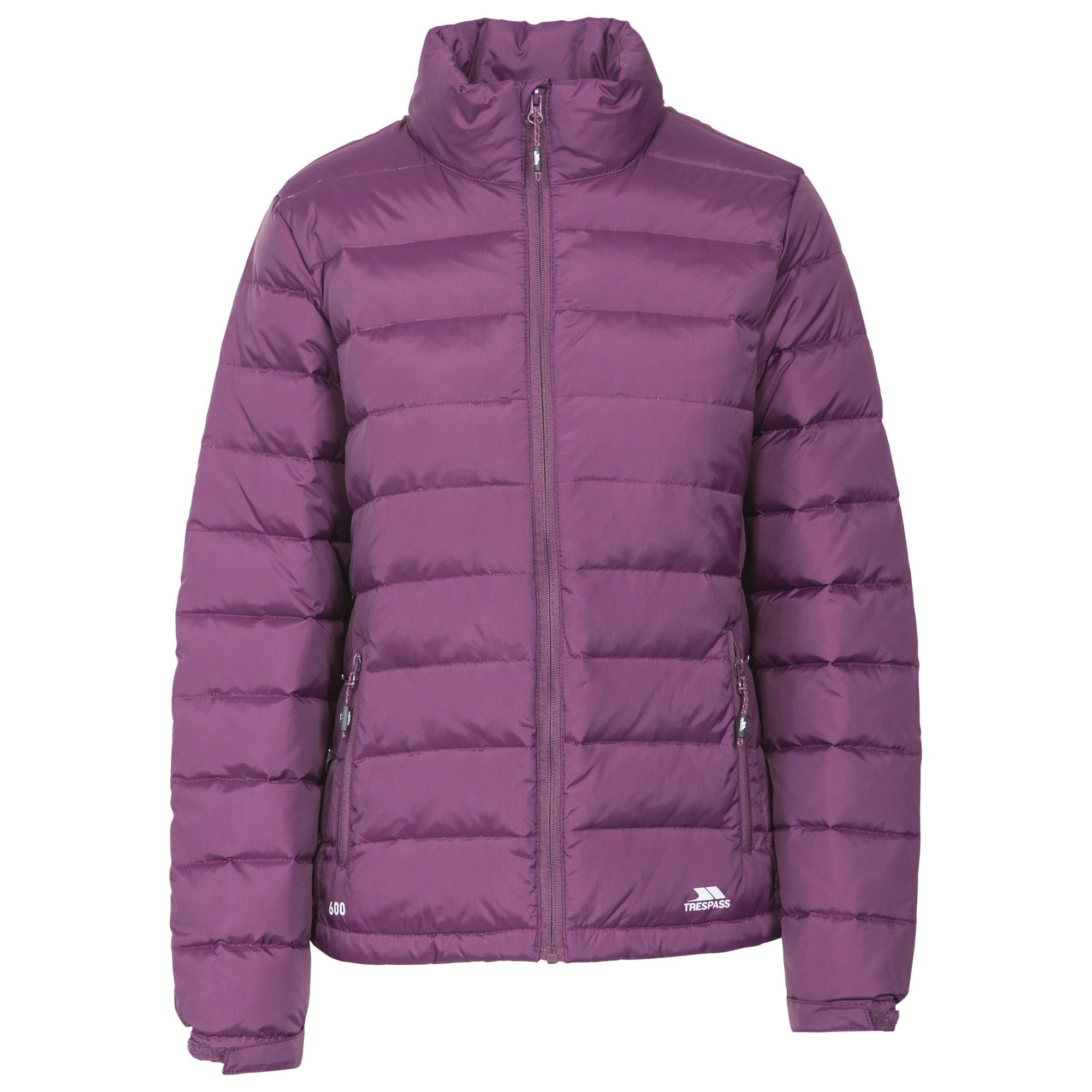 Womens down jacket. Down Powerfill 600. 2 lower zip pockets. Low profile front zip. Material composition: 80% Down/20% Feather, shell- 100% Polyamide, lining- 100% Polyamide, downproof lining. Trespass Womens Chest Sizing (approx): XS/8 - 32in/81cm, S/10 - 34in/86cm, M/12 - 36in/91.4cm, L/14 - 38in/96.5cm, XL/16 - 40in/101.5cm, XXL/18 - 42in/106.5cm.