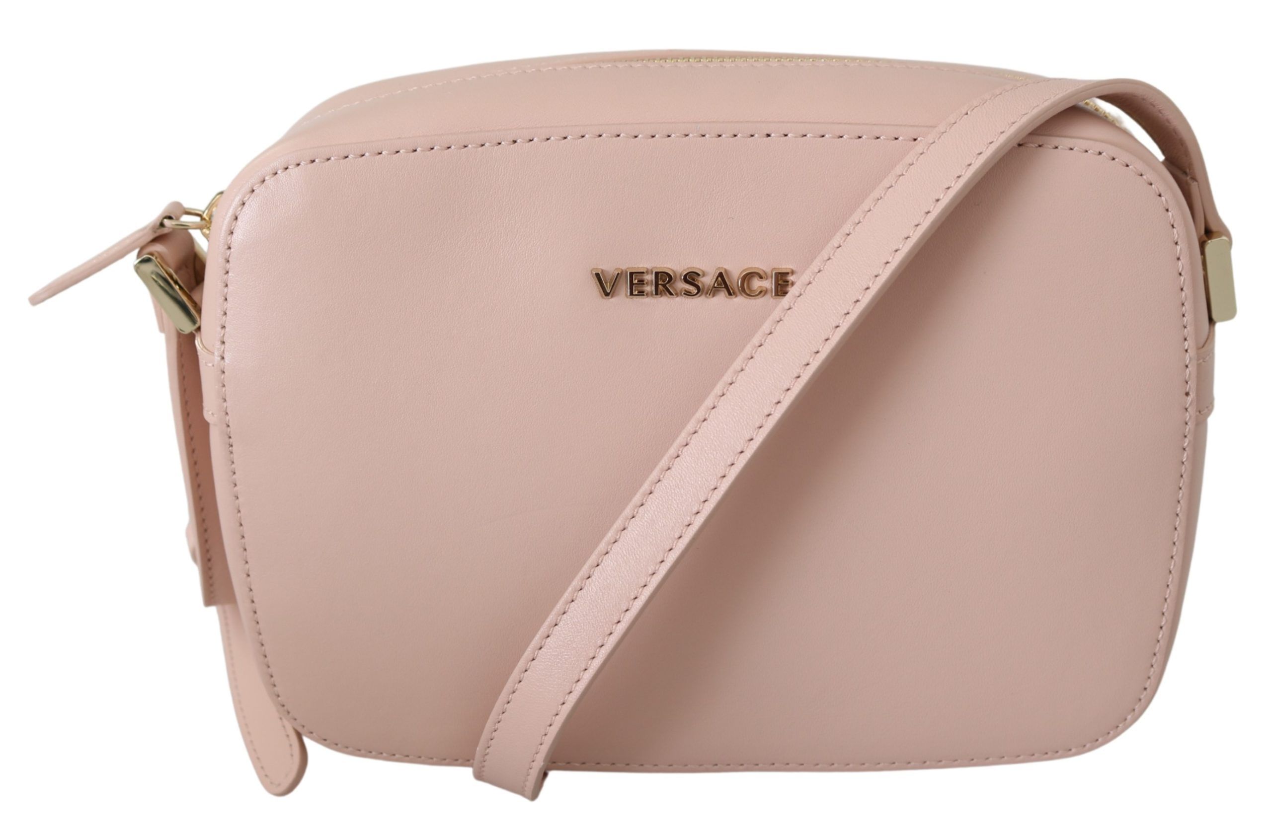 Gorgeous brand new with tags and dustbag, 100% Authentic Versace Crossbody Bag 
Model: Camera Crossbody Bag 
Color: Pink 
Material: 100% Leather 
Details: Zip Closure, Interior pocket 
Strap: 110cm Adjustable shoulder strap 
Measurement L*H*W: 22cm*16cm*6cm. straps:with-straps. material:polyester. type:clutch. occasion:evening. gender:womens. pattern:plain