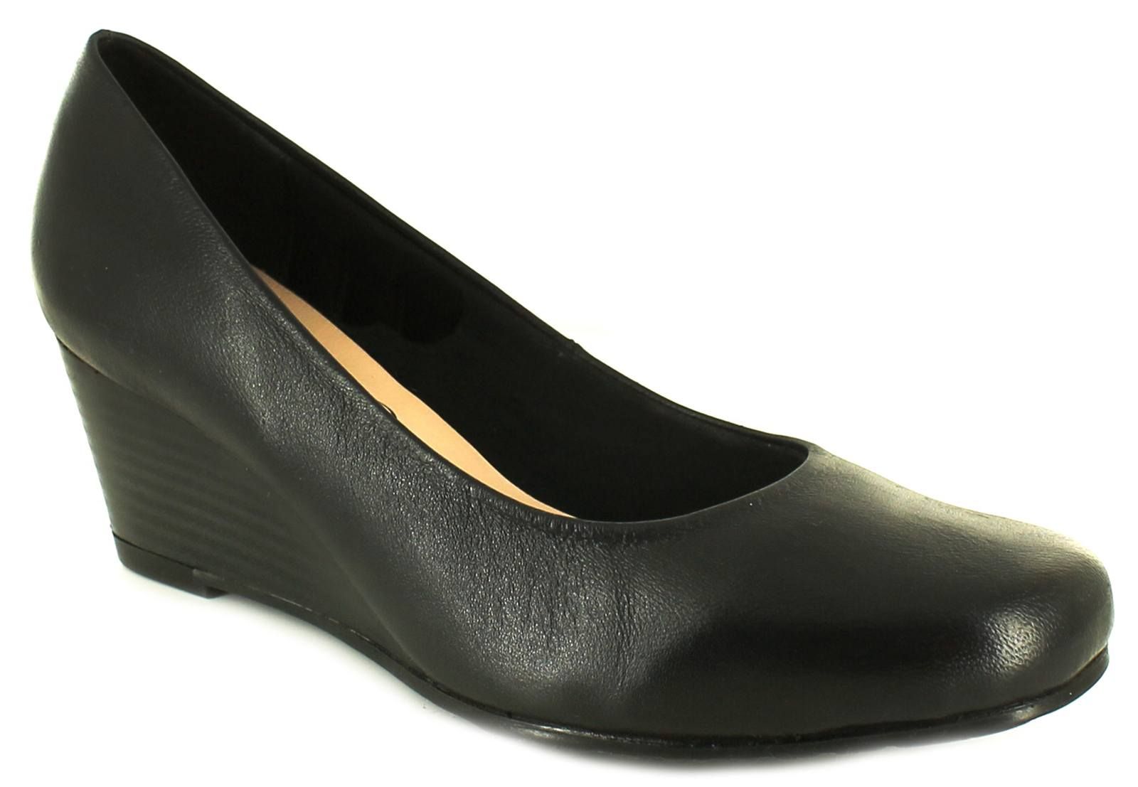 New Ladies/Womens Black Comfort Plus Margo Wide Fit Court Shoes.