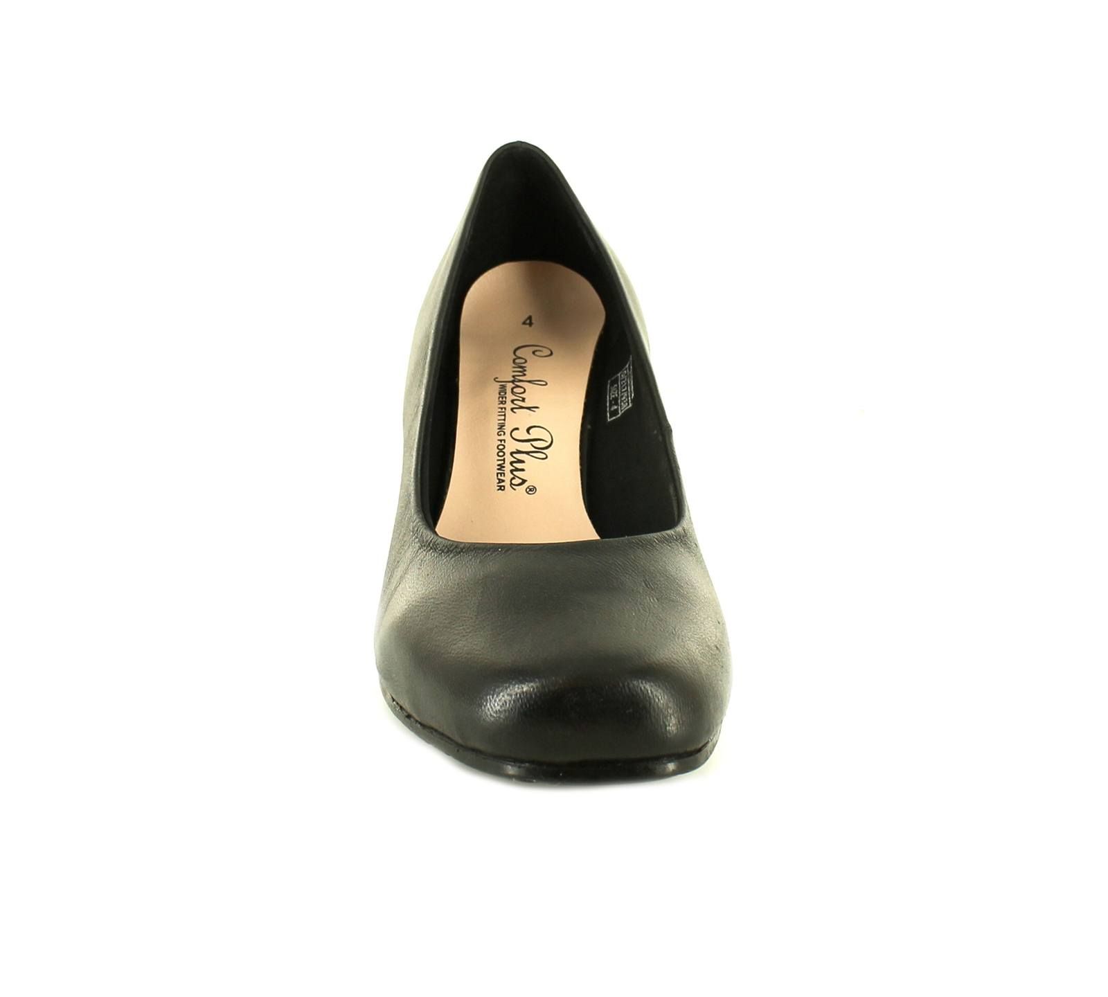 New Ladies/Womens Black Comfort Plus Margo Wide Fit Court Shoes.