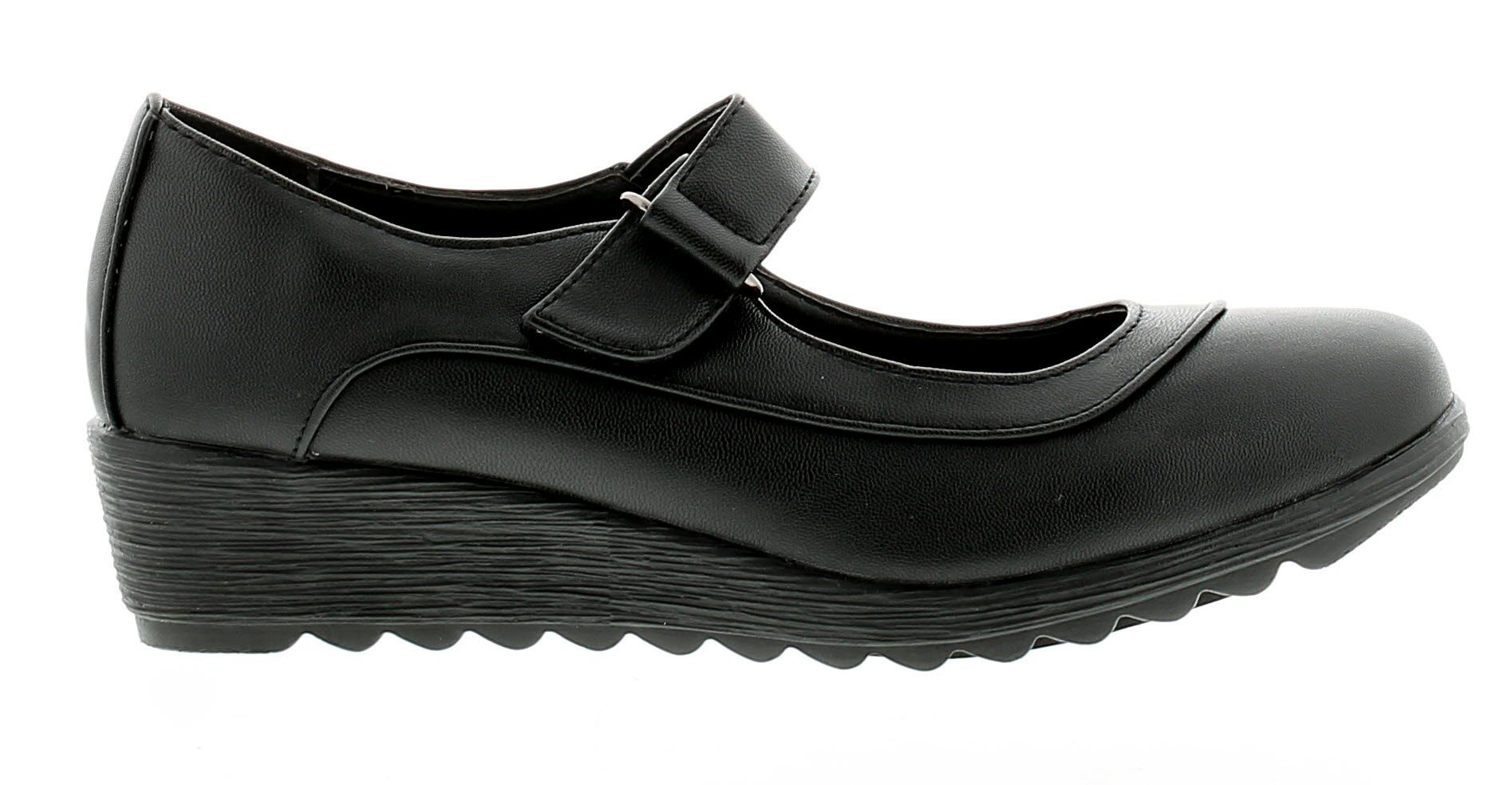 New Ladies/Womens Black Ever So Soft Touch Fastening Ballerinas Shoes.