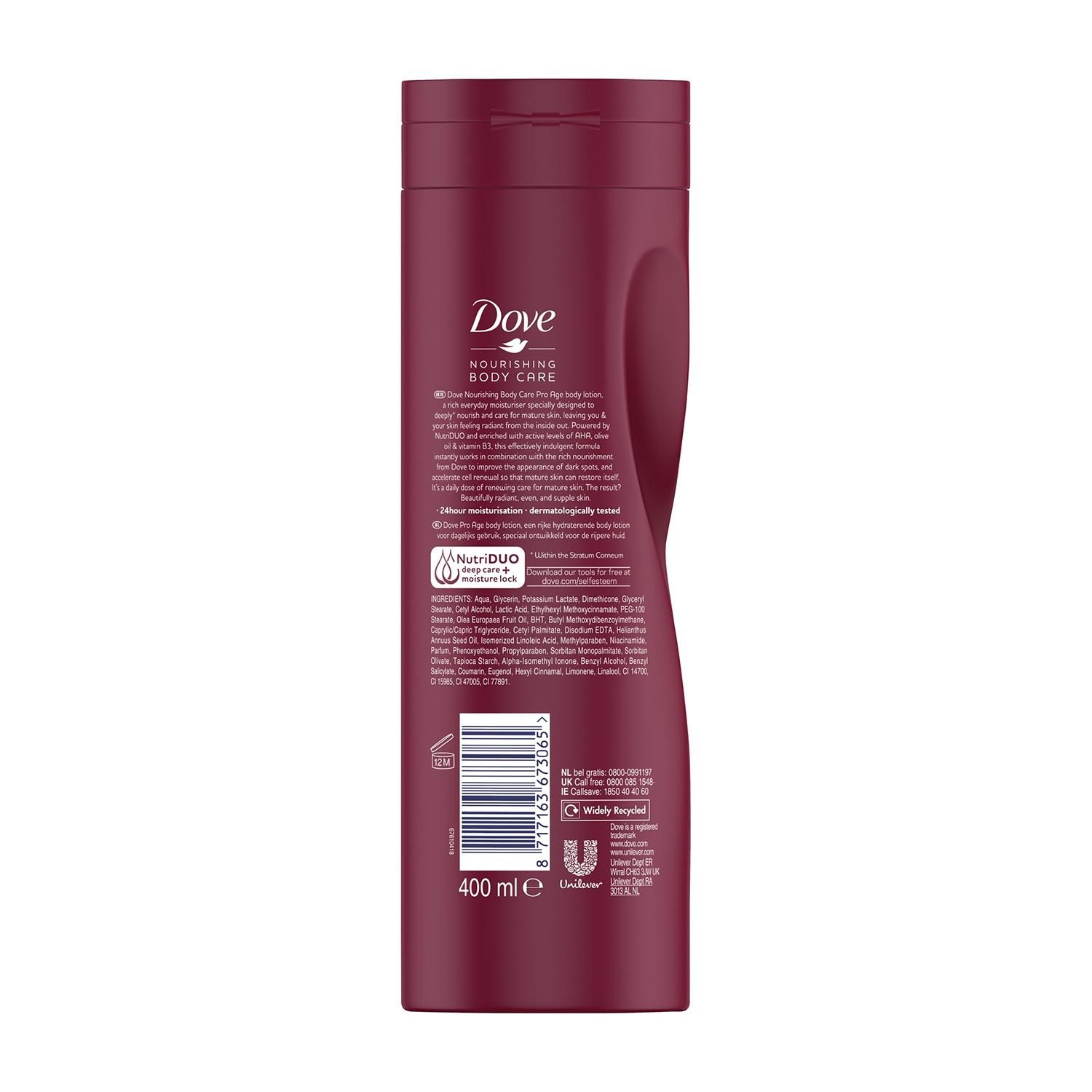 Dove Pro Age Body Lotion with AHA, Olive Oil & Vitamin B3 For Mature