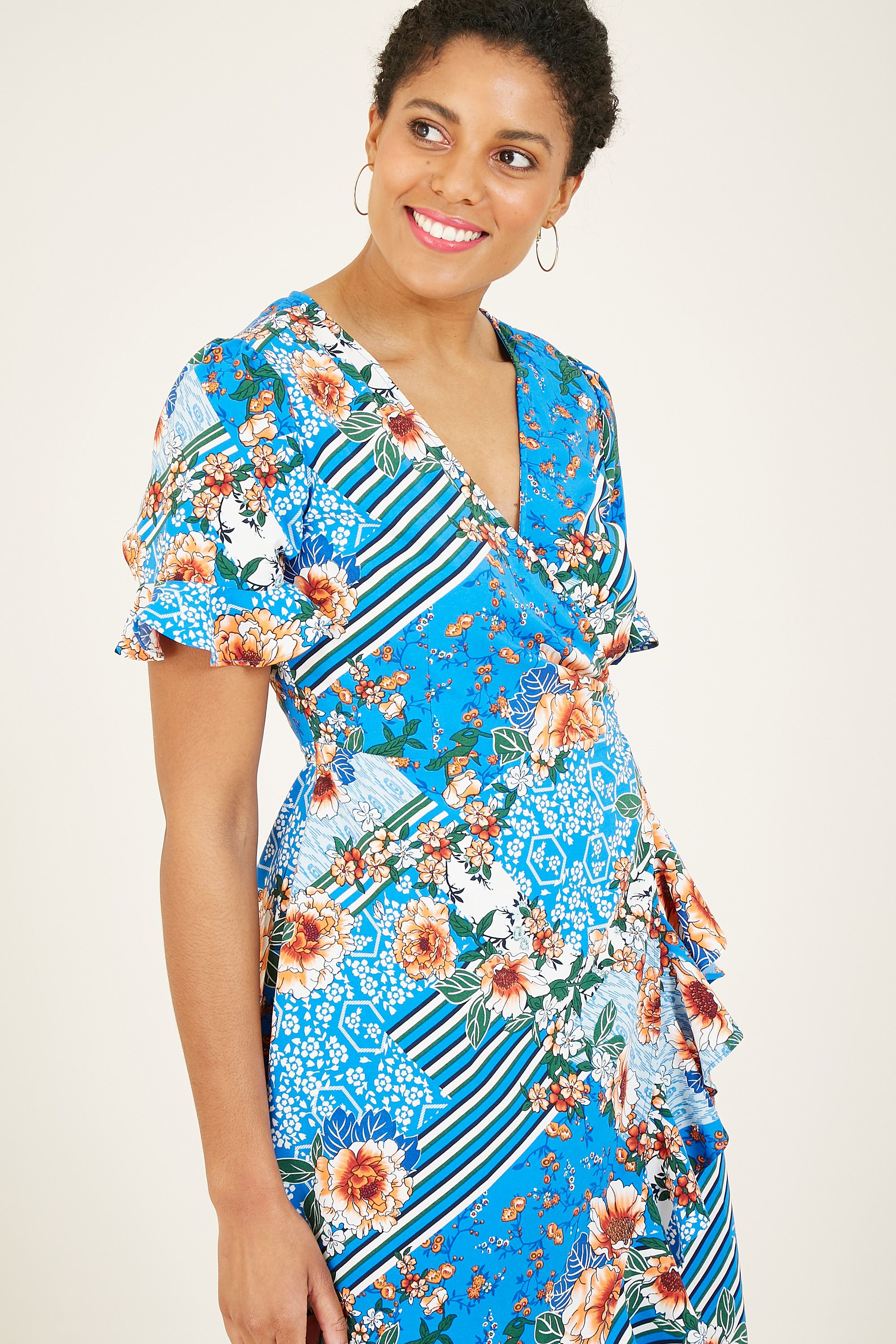 Yumi Blue Wrap Dress