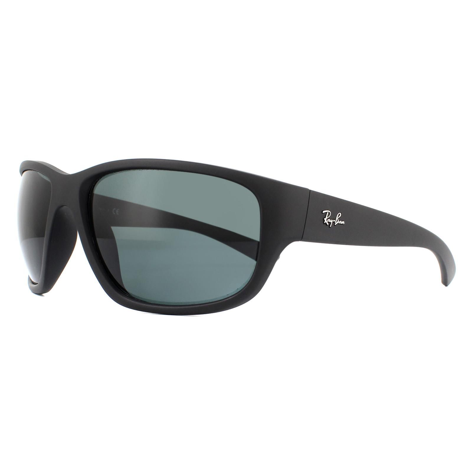 Ray-Ban Sunglasses 4300 601SR5 Black Blue Grey Classic has a large wrap around frame with a bold profile. The nylon frame is super lightweight and comfortable and the large lenses will guarantee maximum protection and vision. The Ray-Ban logo embellishes the temples and the RB etching on the lens ensures authenticity.