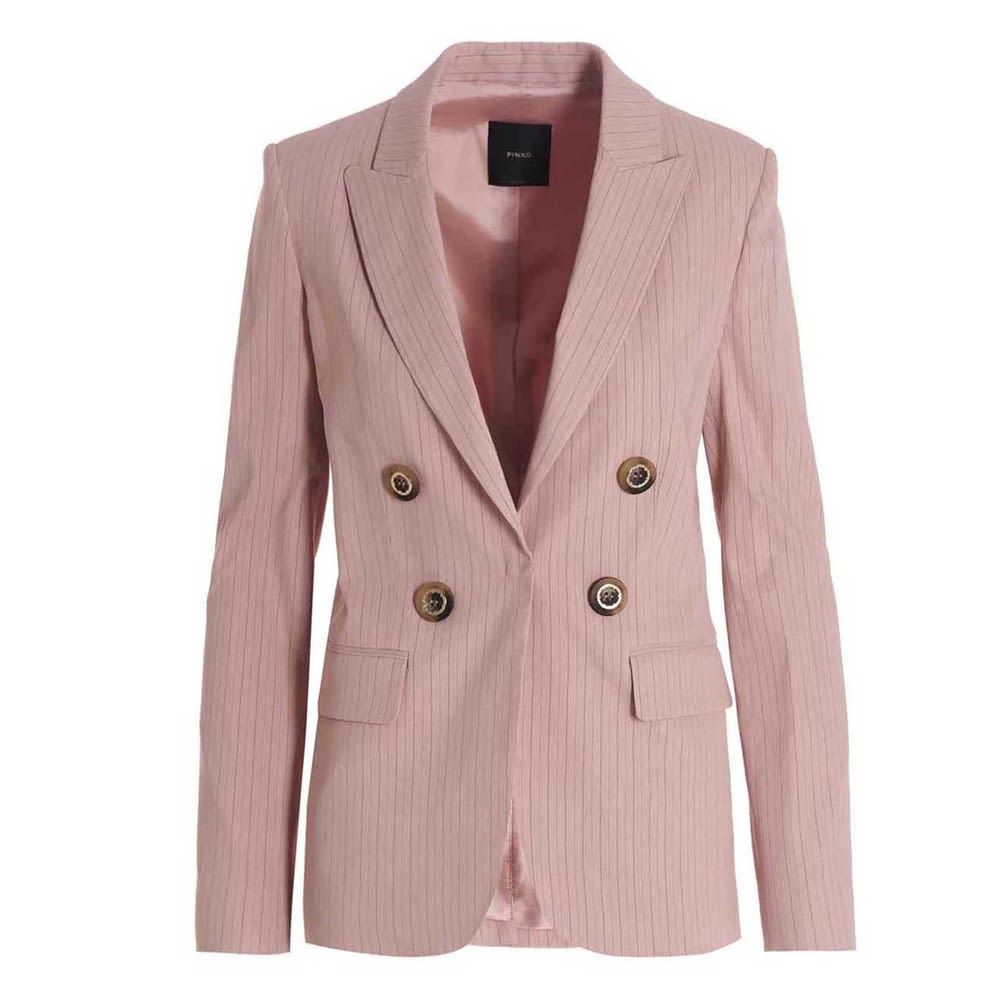 'Fulmine' single breast pinstriped linen blazer jacket.