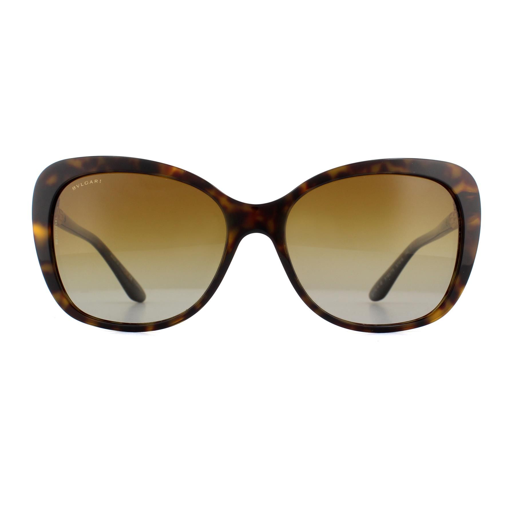 Bvlgari 8179kb 5193t5 sunglasses have a dark havana frame with a brown gradient polarized lens. They are made of plastic and have a square shape and are for women.