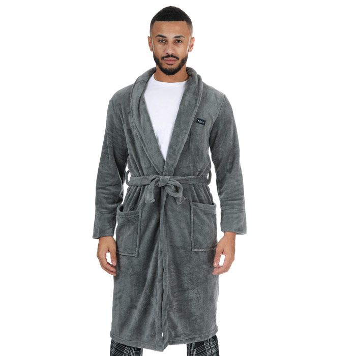 Men's Ben Sherman Randol Fleece Robe Dressing Gown in Charcoal