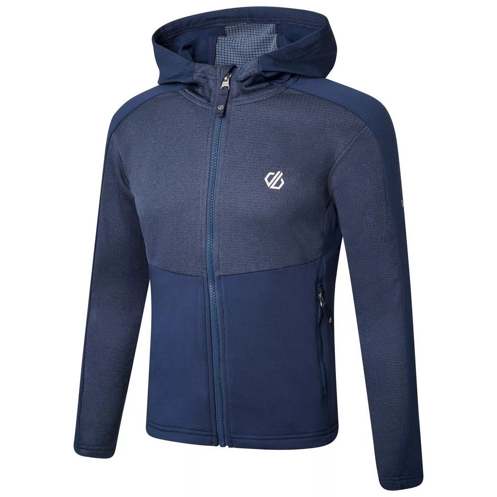 Material: 95% Polyester, 5% Elastane. Fabric: Core Stretch, Fleece. Design: Logo, Marl. Fabric Technology: Quick Dry. Cuff: Fitted. Neckline: Hooded. Sleeve-Type: Long-Sleeved. Hood Features: Grown On Hood. Pockets: 2 Side Pockets, Zip. Fastening: Full Zip. Sustainability: Made from Recycled Materials.