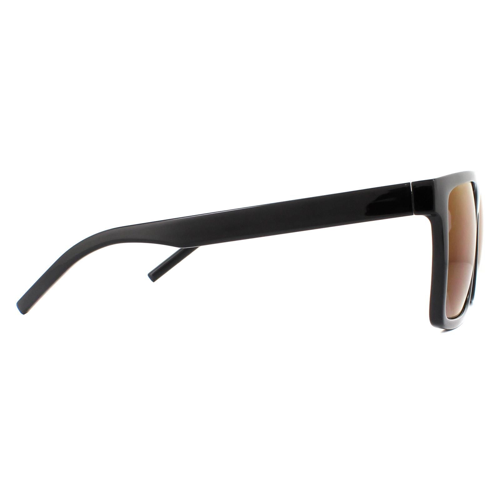 Hugo by Hugo Boss Sunglasses 1069/S 807 AO Black Red are a large square design made from lightweight acetate. The flat frame top creates a contemporary feel and the temples feature the Hugo logo.