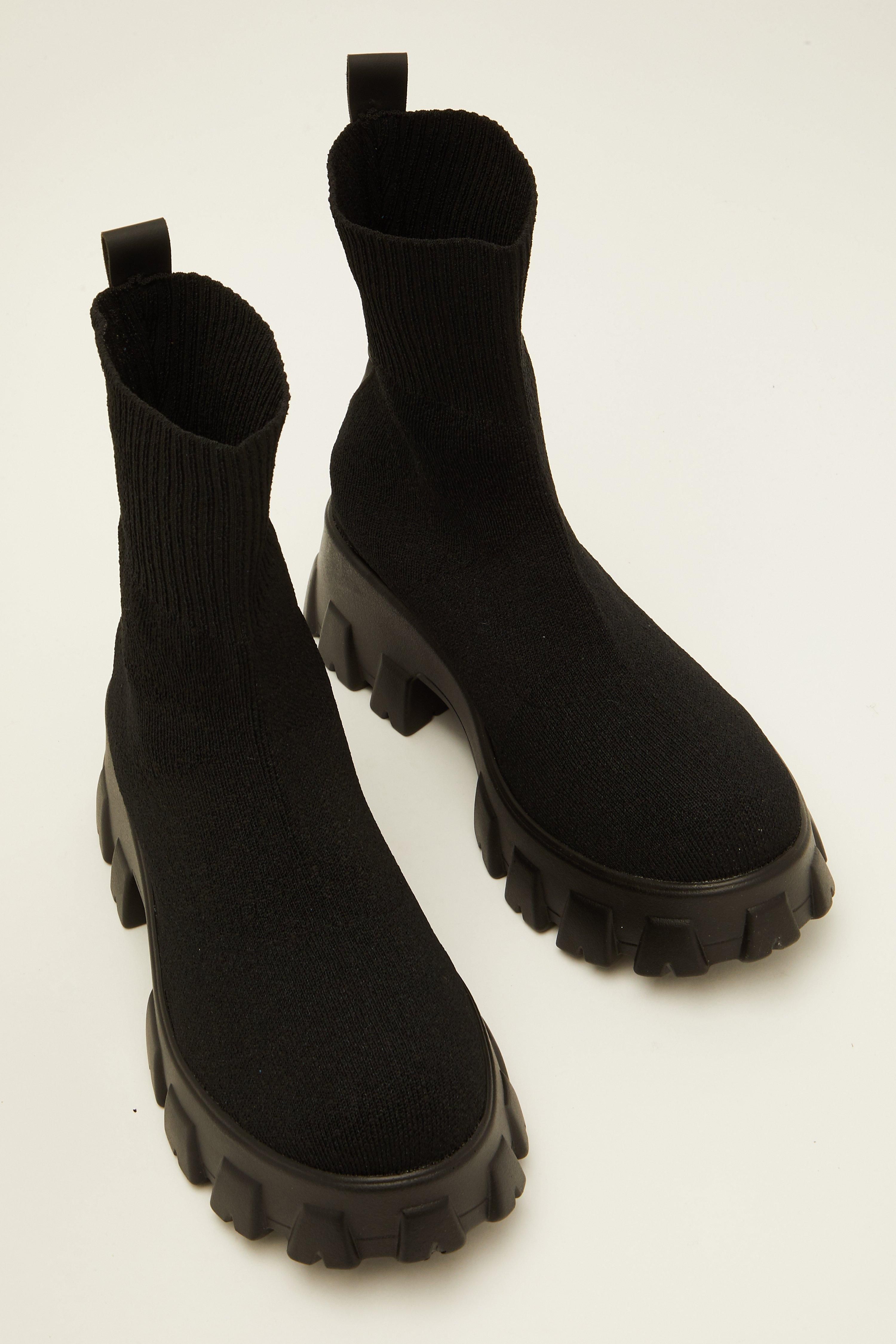 Black Chunky Sock Boots