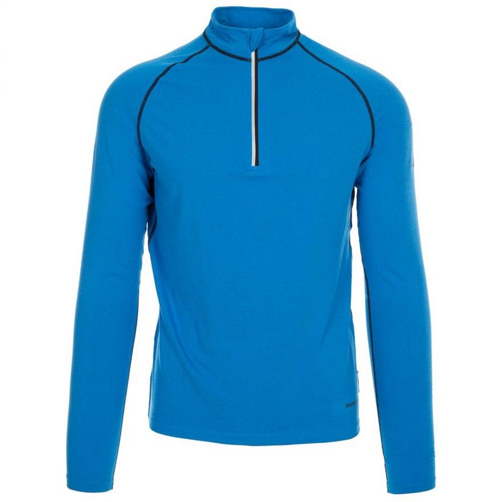 Duoskin intelligent fabric for effective moisture wicking. 1/2 zip neck. Quick dry build. Reflective piping along zip. Four way stretch for optimum mobility. Flat seams. 88% Polyester, 12% Elastane.