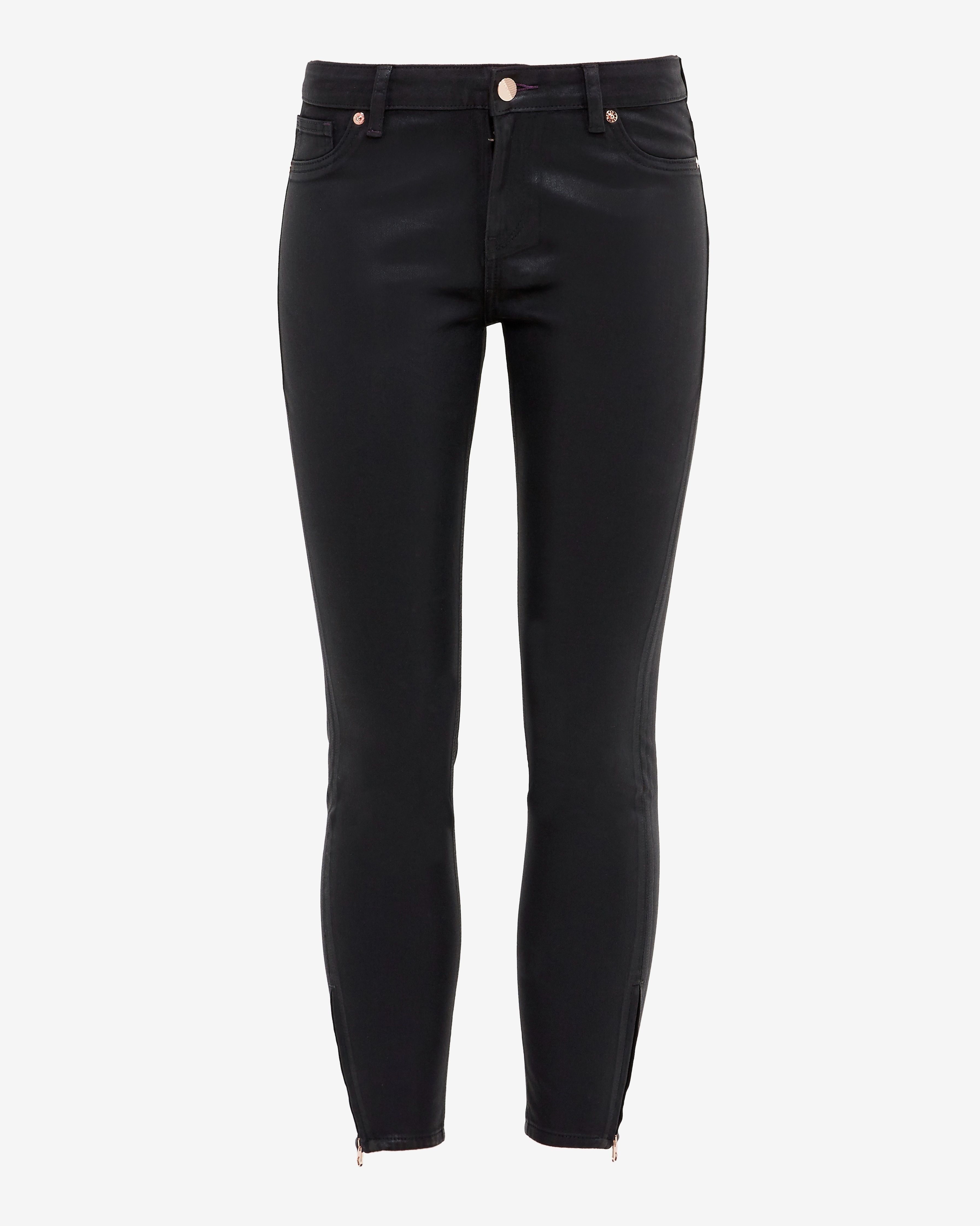 Ted Baker Annnas Wax Finish Skinny Jeans, Black