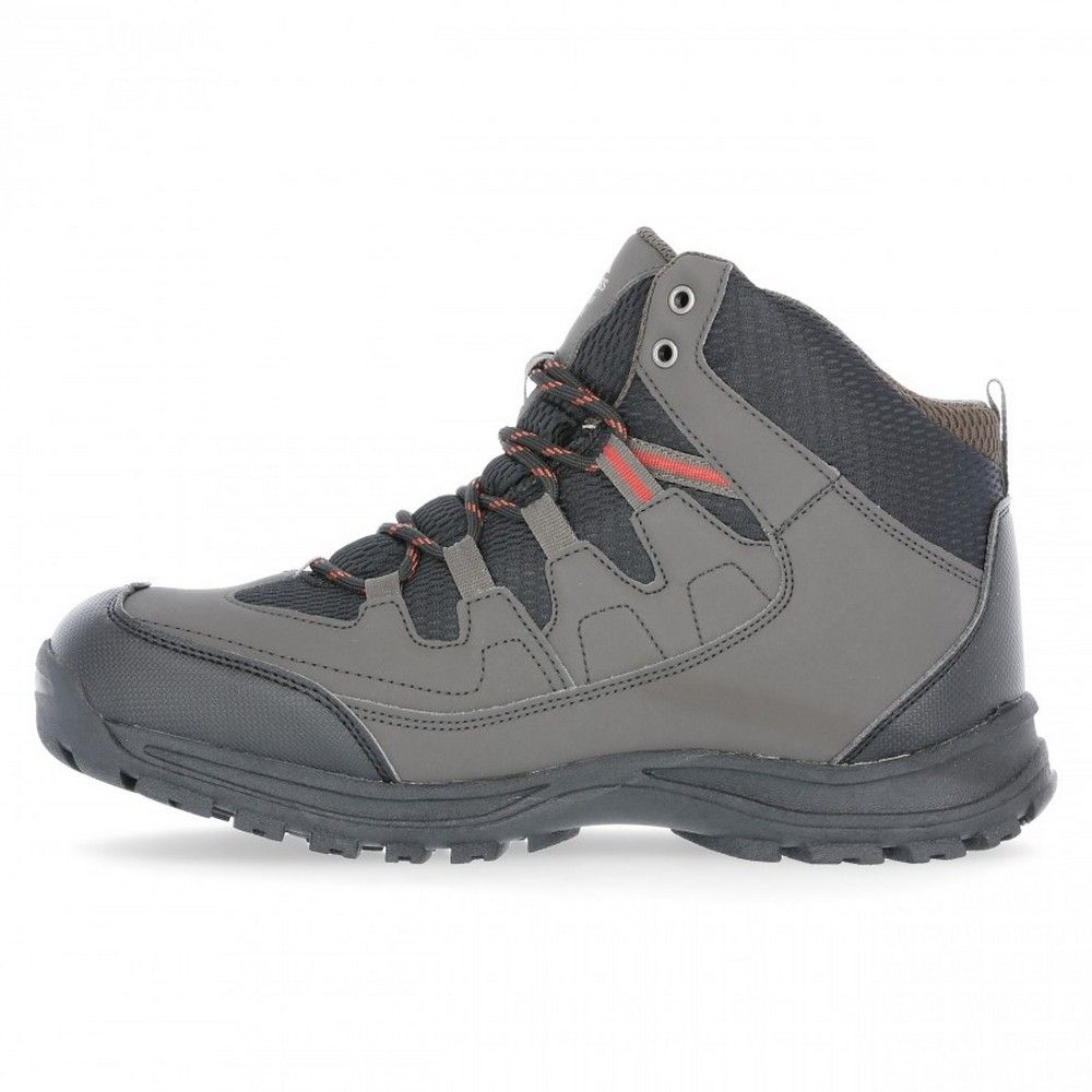 Mid cut walking boot. Waterproof and breathable membrane. Ankle supportive cushioned collar and tongue. Protective and durable toe and heel guard. Arch stabilising and supportive steel shank. Upper: PU/Mesh, Lining: Mesh, Insole: EVA, Outsole: Rubber/TPR.