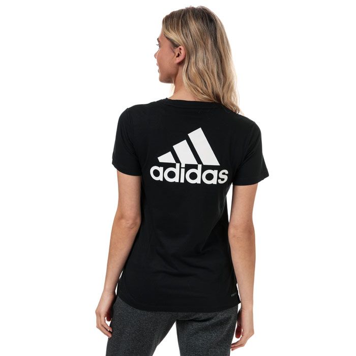 Womens adidas Go-To T-Shirt in black - white.<BR><BR>- Moisture-absorbing AEROREADY fabric sweeps sweat away from your skin.<BR>- Crew neck.<BR>- Short sleeves.<BR>- Soft  lightweight feel.<BR>- Droptail hem with side slits.<BR>- Large adidas Badge of Sport printed on reverse.<BR>- Regular fit.<BR>- 65% Recycled polyester  35% Cotton.  Machine washable.<BR>- Ref: FL2341