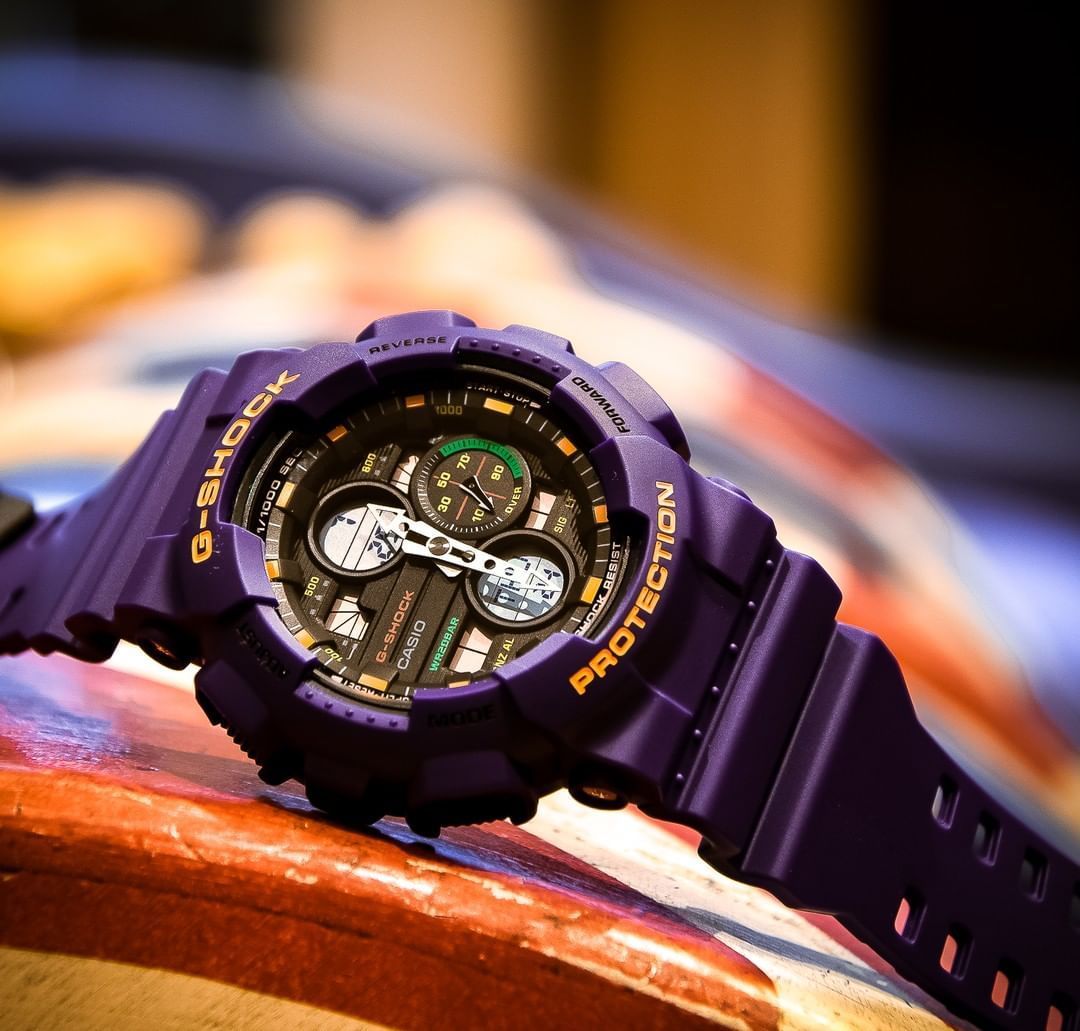 This Casio G-shock Analogue-Digital Watch for Men is the perfect timepiece to wear or to gift. It's Purple 50 mm Round case combined with the comfortable Purple Plastic will ensure you enjoy this stunning timepiece without any compromise. Operated by a high quality Quartz movement and water resistant to 20 bars, your watch will keep ticking. Stylish- Sporty and a modern design, very suitable for Men  -The watch has a Calendar function: Day-Date, Stop Watch, Countdown, Worldtime, Alarm, Light High quality 21 cm length and 27 mm width Purple Plastic strap with a Buckle Case diameter: 50 mm,case thickness: 15 mm, case colour: Purple and dial colour: Black