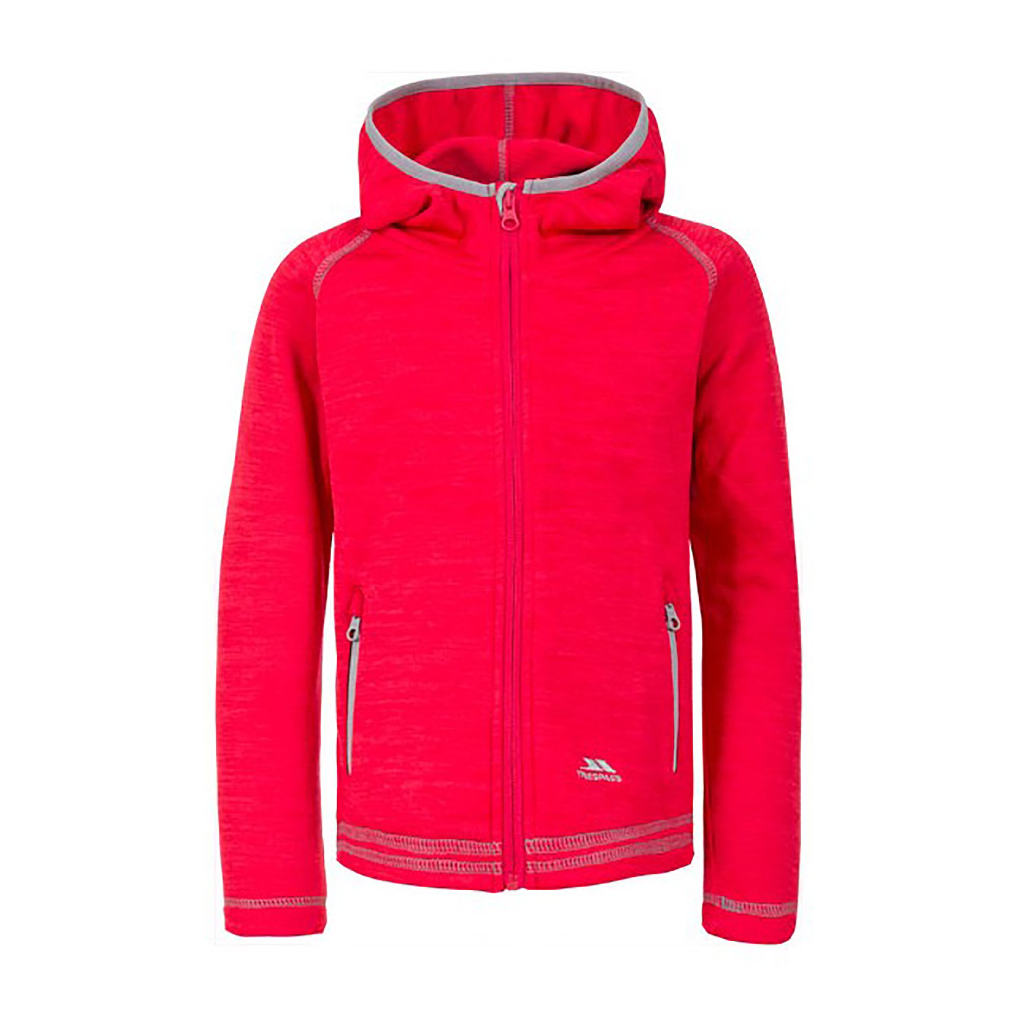 Hooded style. Full front zip. 2 low profile zip pockets. Chin guard. Stretch binding at hood. Coverstitch detail. 100% Polyester. Trespass Childrens Chest Sizing (approx): 2/3 Years - 21in/53cm, 3/4 Years - 22in/56cm, 5/6 Years - 24in/61cm, 7/8 Years - 26in/66cm, 9/10 Years - 28in/71cm, 11/12 Years - 31in/79cm.