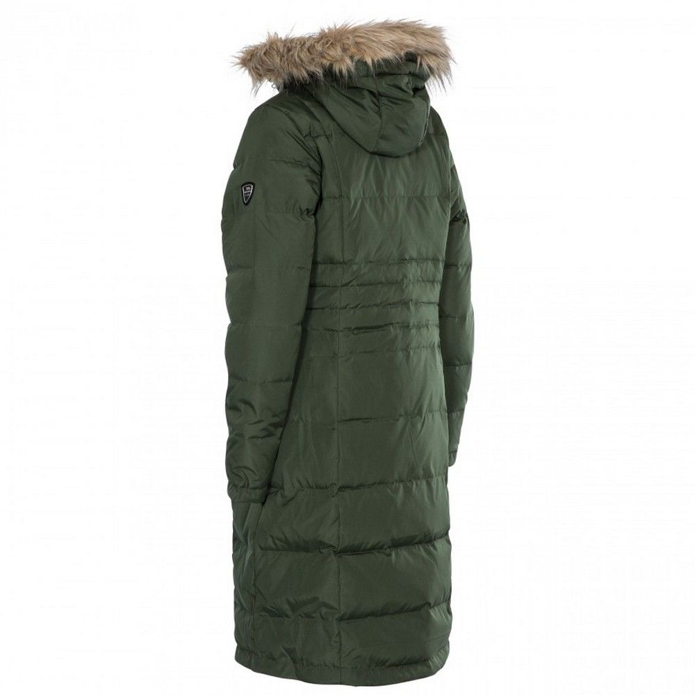 Adjustable zip off hood with faux fur trim. Longer length. Two way front zipper. Inner zipped pocket. Badge detail on sleeve. Shell: 100% Polyester downproof, Lining: 100% Polyester downproof, Filling: 50% Down/50% Feather. Trespass Womens Chest Sizing (approx): XS/8 - 32in/81cm, S/10 - 34in/86cm, M/12 - 36in/91.4cm, L/14 - 38in/96.5cm, XL/16 - 40in/101.5cm, XXL/18 - 42in/106.5cm.