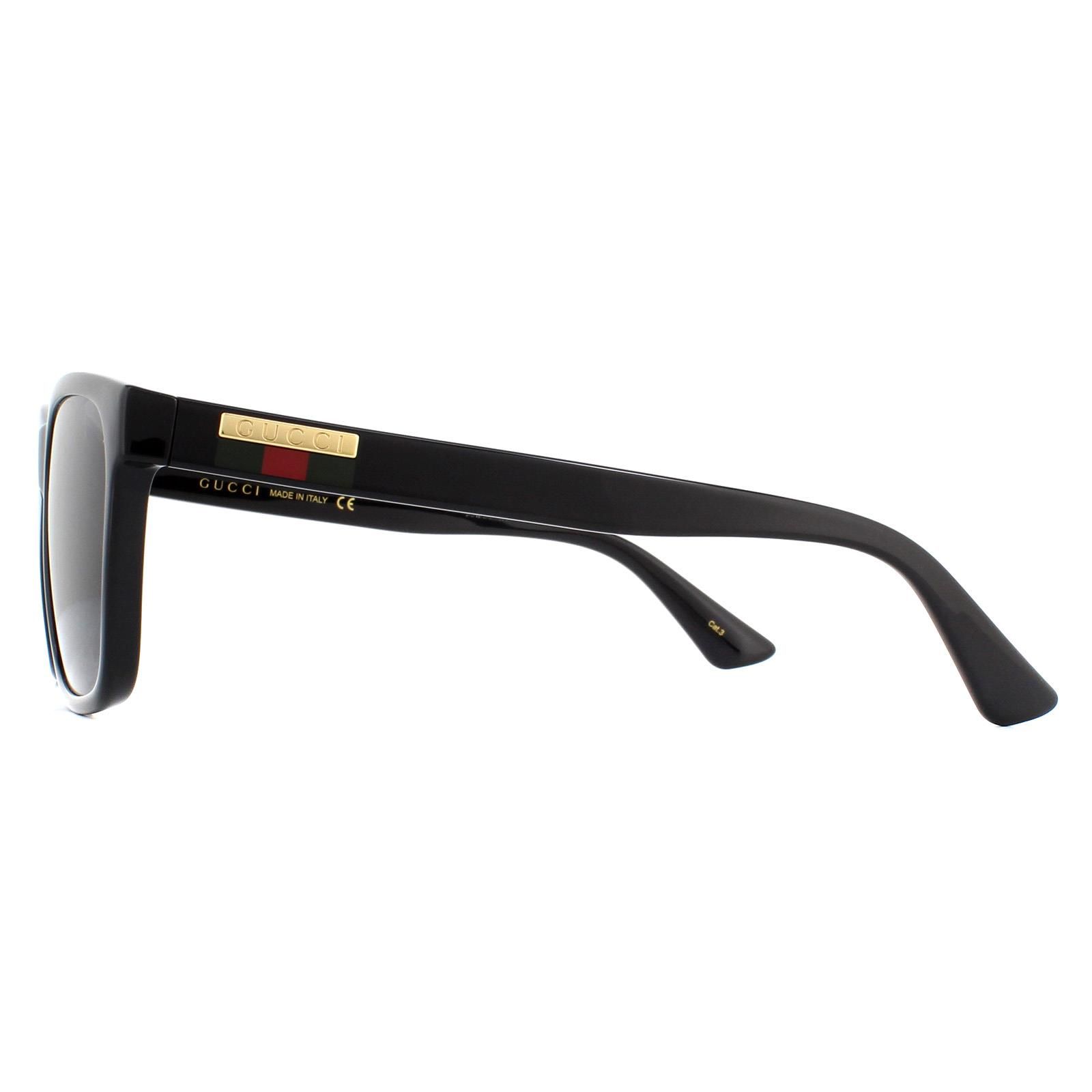 Gucci Sunglasses GG0746S 001 Black Grey  are a classic rectangular style made from chunky acetate with Gucci branding on the temples.