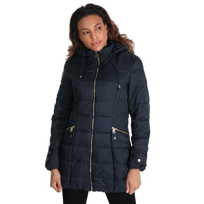 women's navy parka coats with fur hood